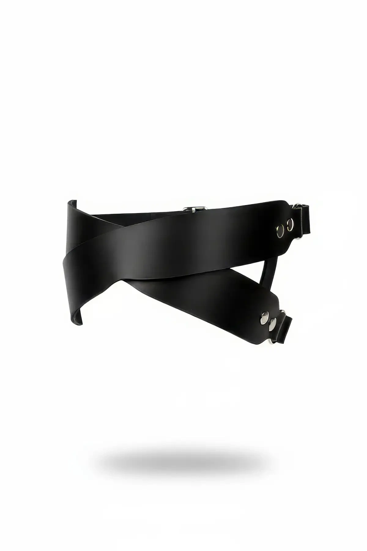 Black Choker with Wide Leather Cross Band Detail - APFT476