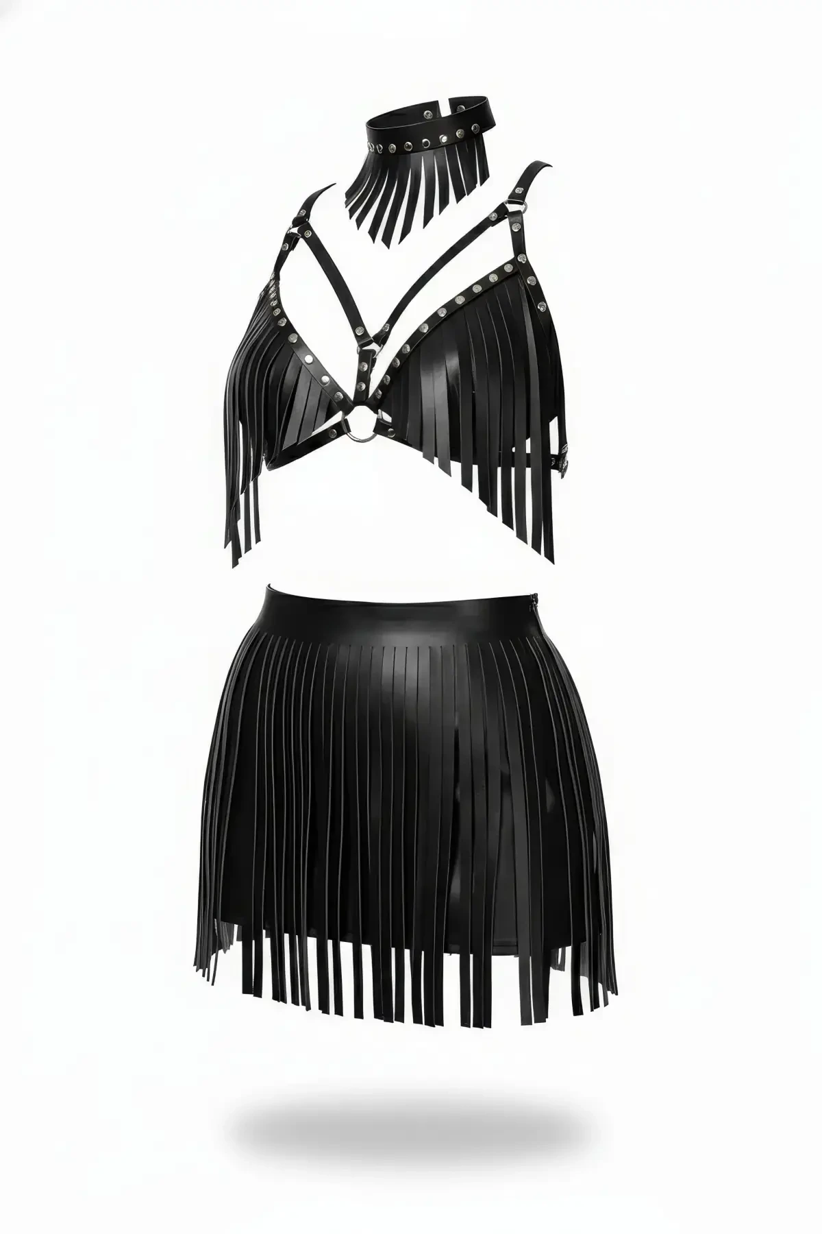 Black Skirt Leather Stripe Detailed Skirt High Waist Skirt Mini Skirt - APFT482