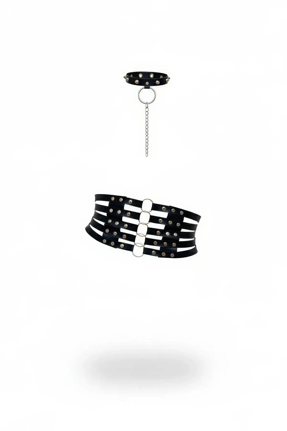 Siyah Kadın Kemer Kalın Zımbalı Korse Bel Kemeri - APFT492