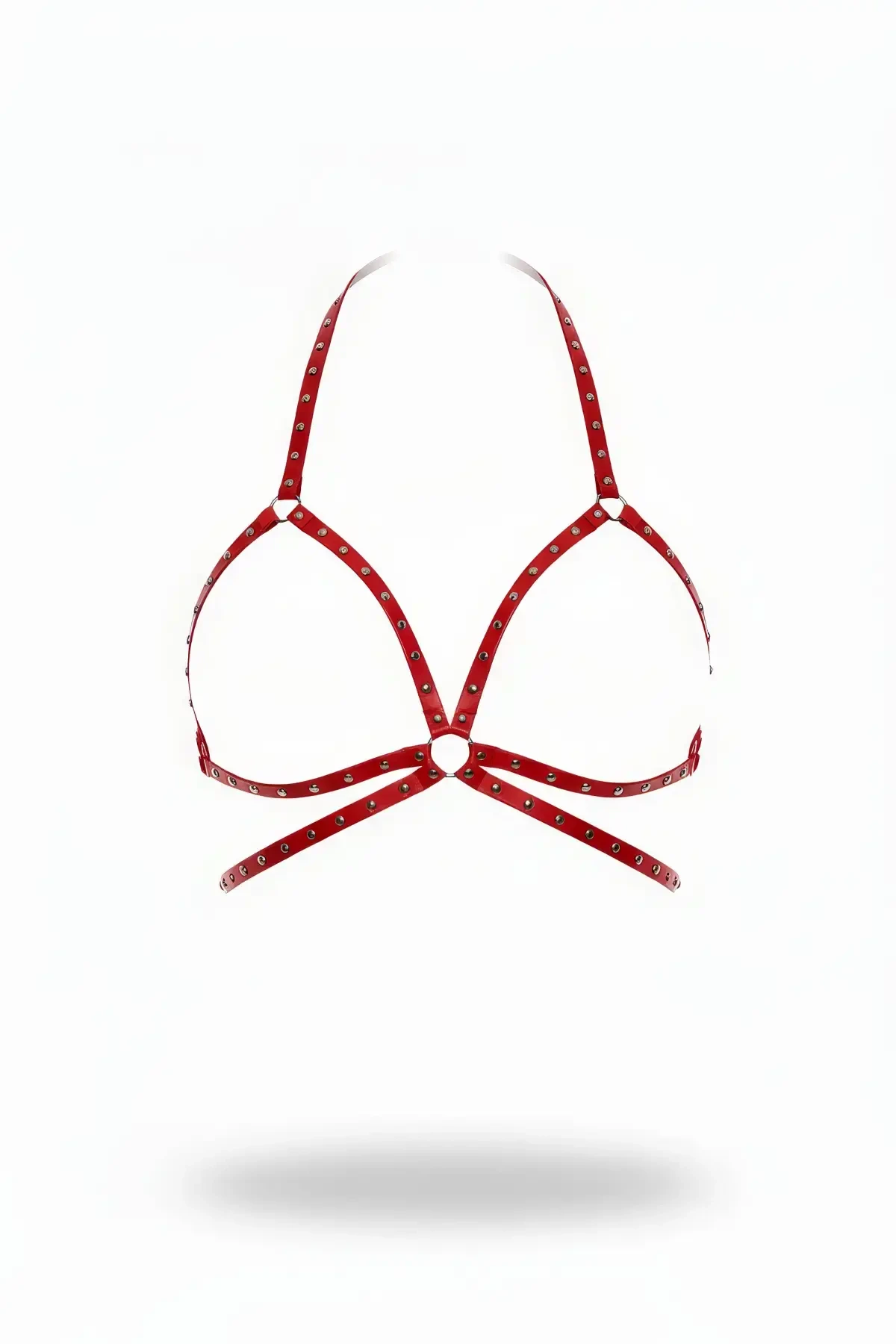 Red Chest Harness Staple Detailed Leather Body Decoration - APFT500