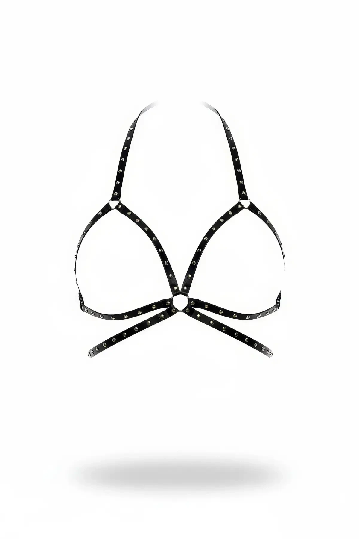 Black Chest Harness Studded Halter Collar - APFT500