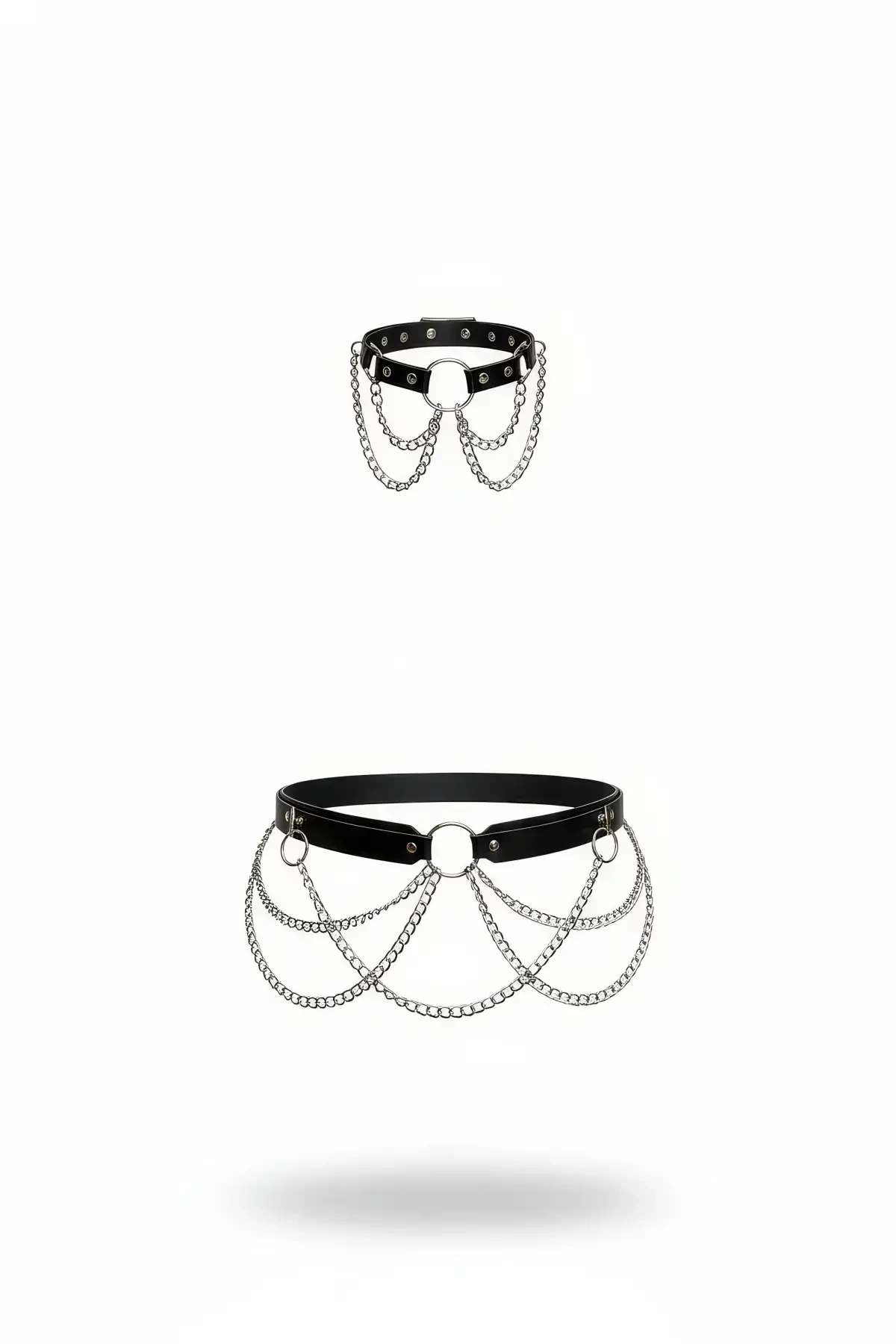 Siyah Kadın Kemer Zincir Detaylı Suni Deri Bel Aksesuarı - APFT506