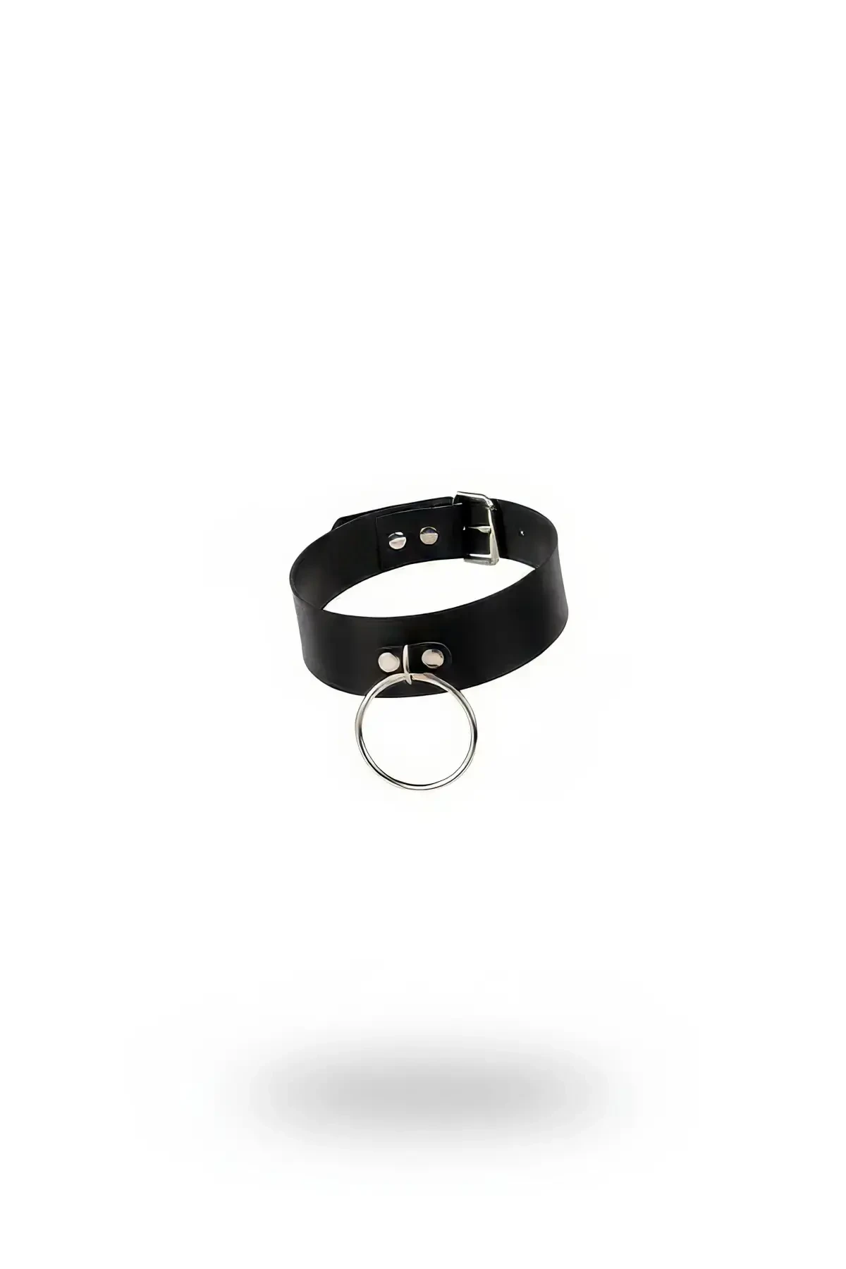 Black Choker Leather Thick Ring Detailed Necklace - APFT522