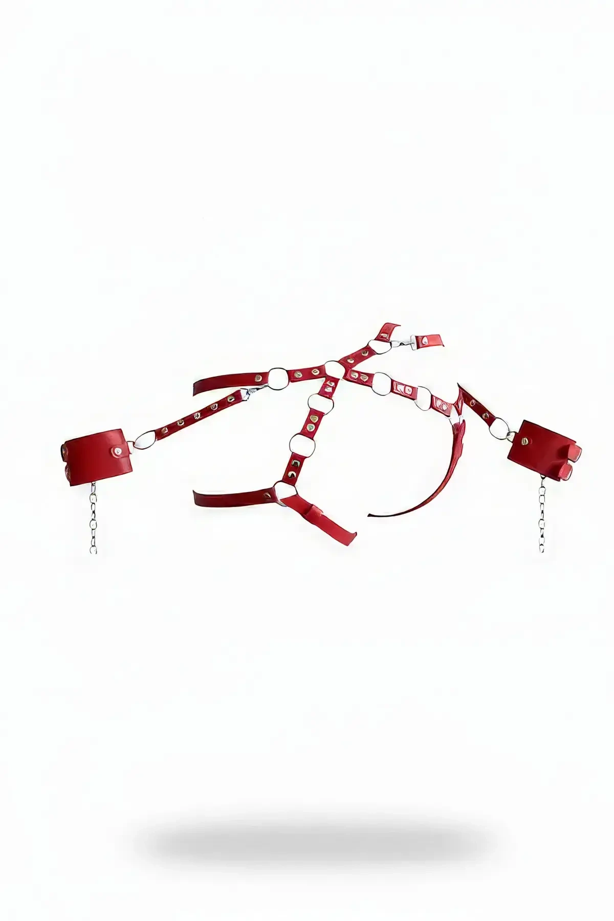 Red Harness Suit Leather Ring Detailed Body Accessory - APFT539