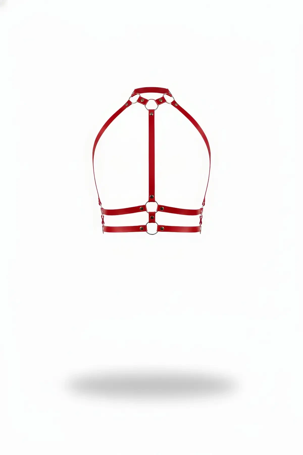 Kırmızı Kadın Kemer O Halka Detaylı Suni Deri Vücut Aksesuarı - APFT545