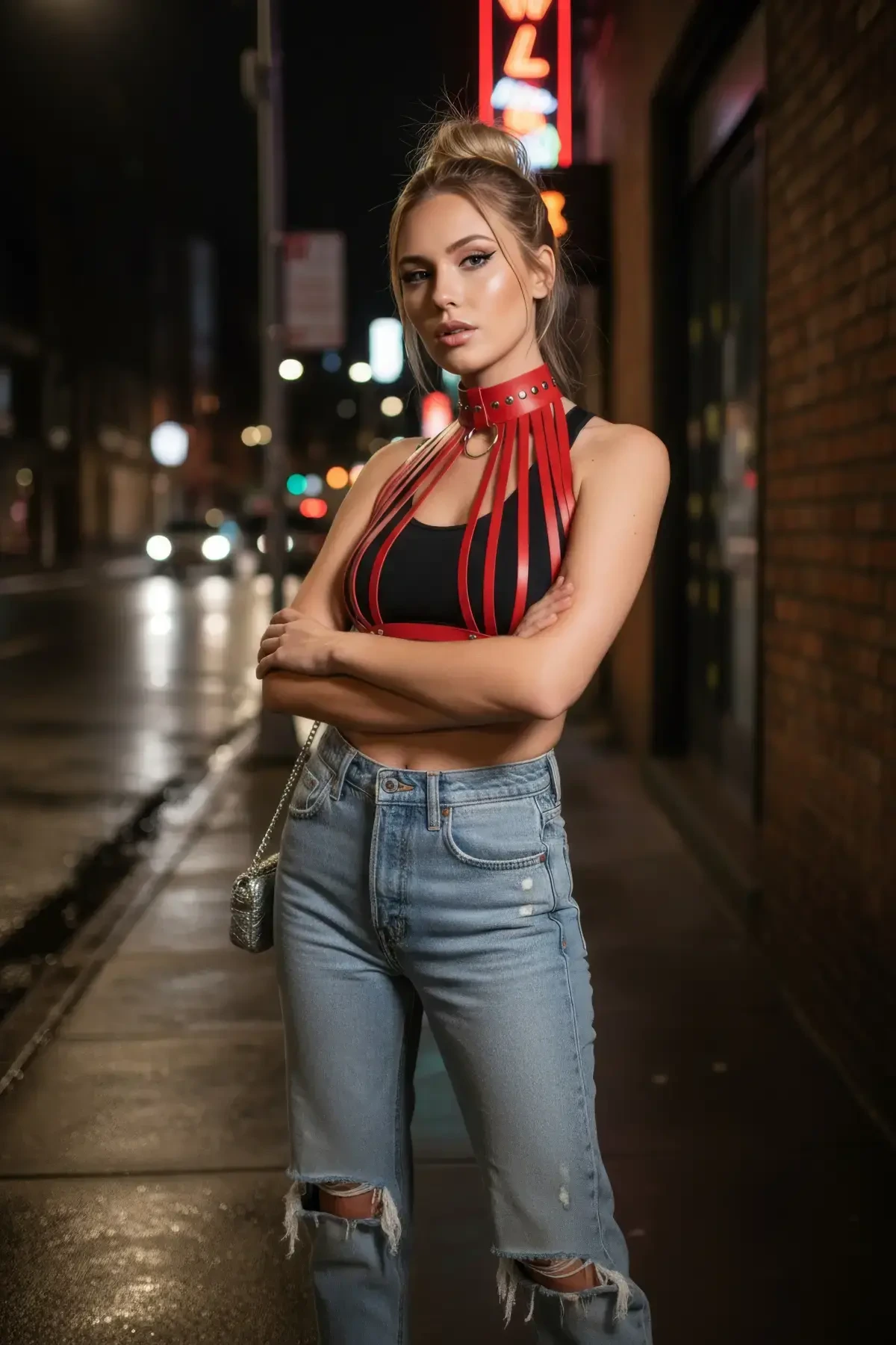 Kırmızı Kadın Kemer Zımbalı Deri O Halka Detaylı - APFT551