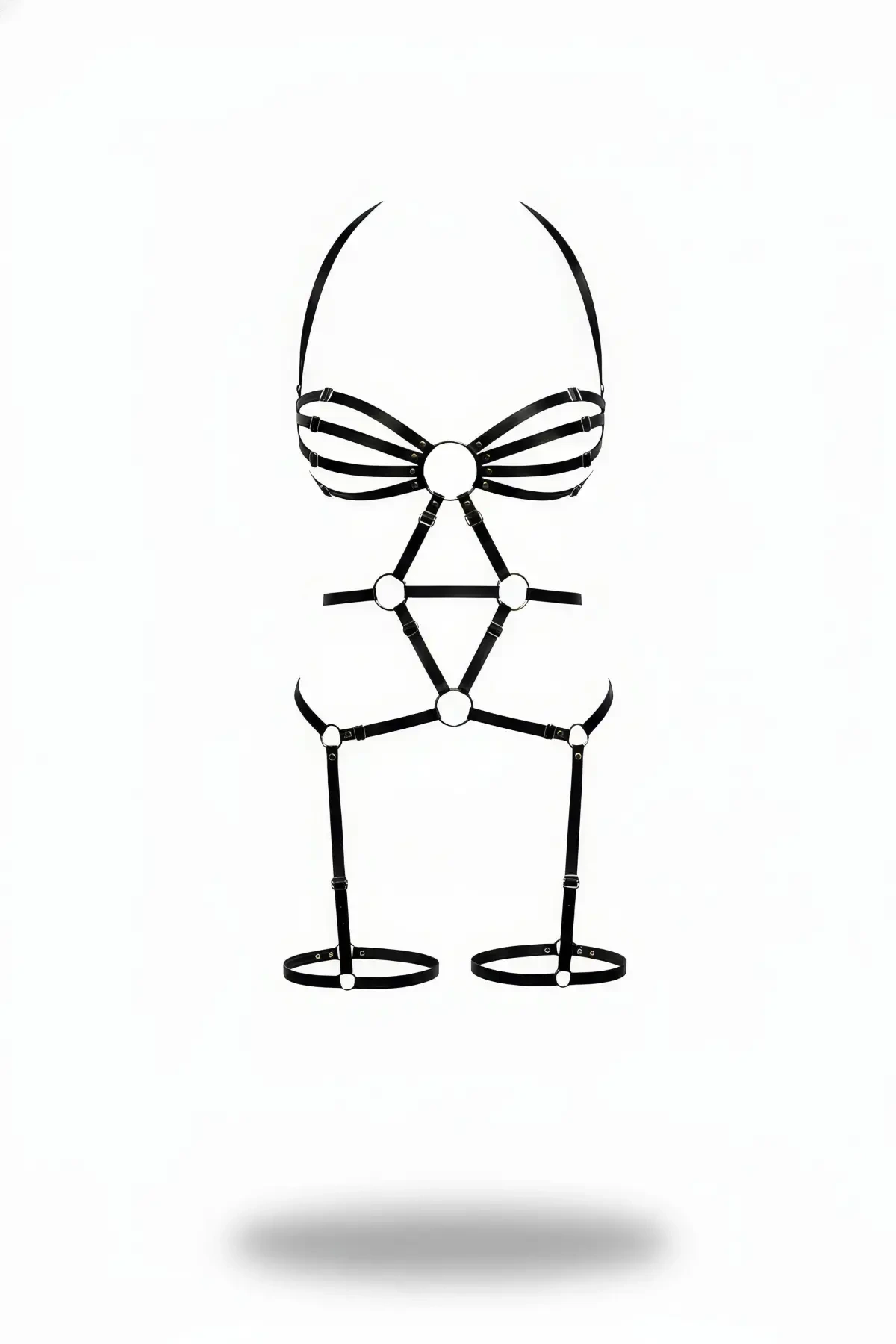 Black Body Harness with Full Body Ring Detail - APFT568