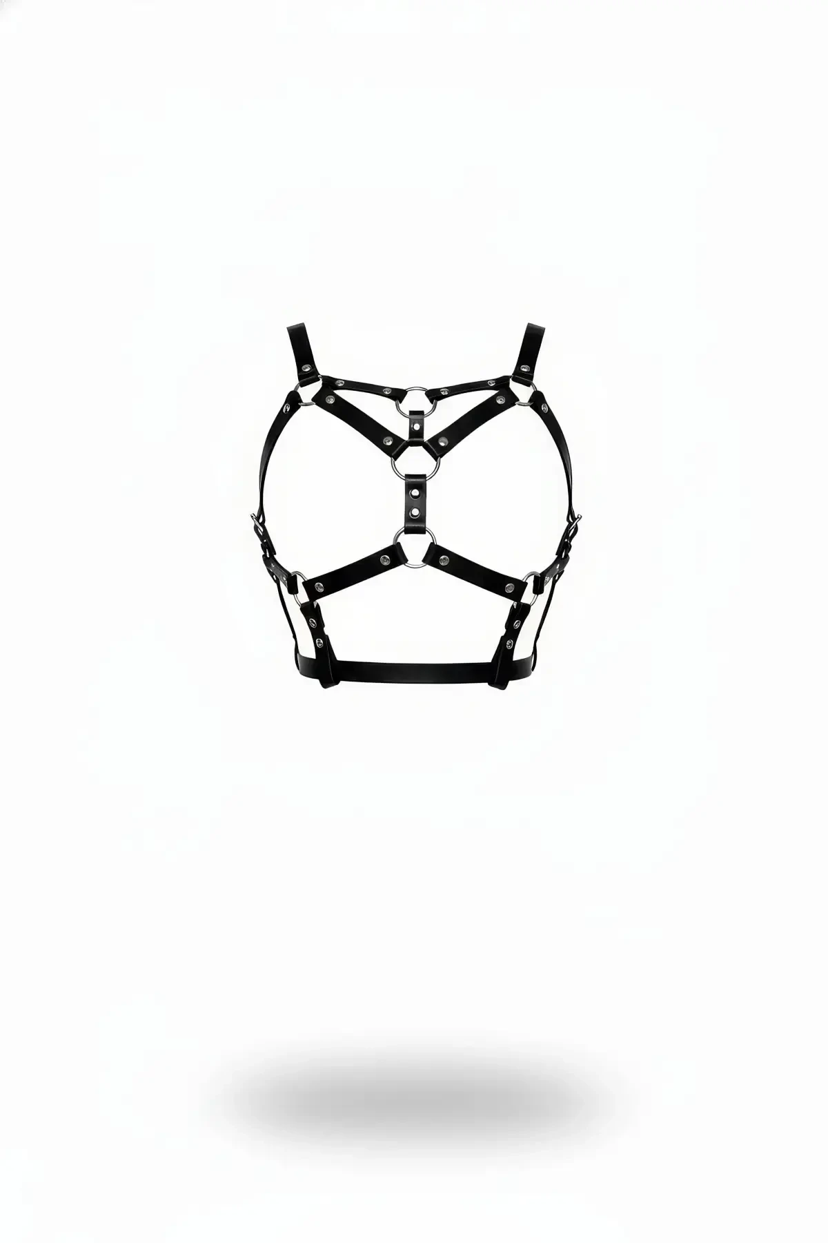 Siyah Kadın Kemer Deri Çoklu Bantlı Halka Detaylı Vücut Aksesuarı - APFT580