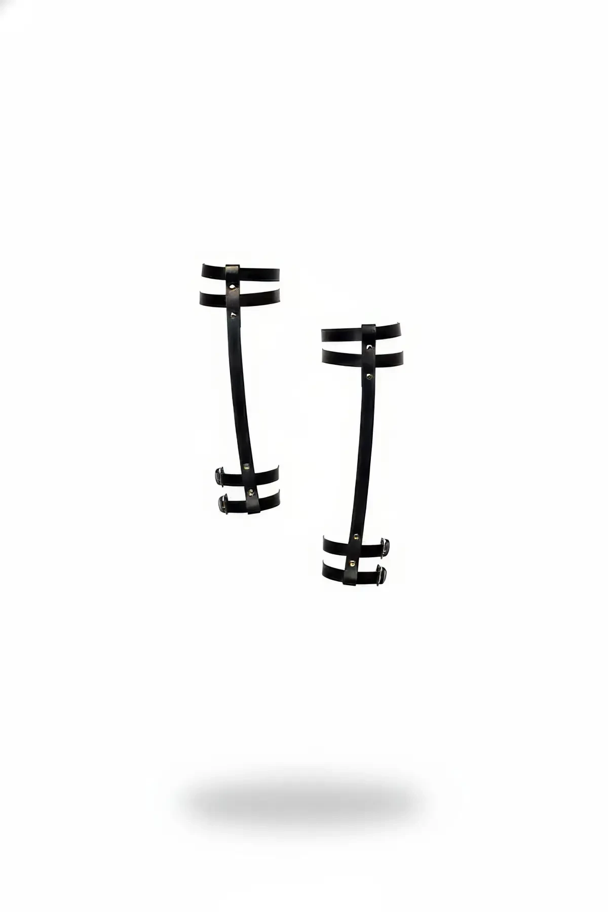 Black Garter Harness Faux Leather Buckled Leg Binding - APFT593