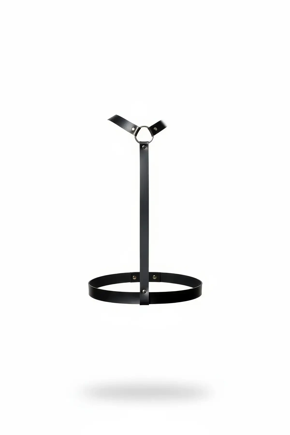 Siyah Kadın Kemer Deri Halka Detaylı Vücut Aksesuarı - APFT599