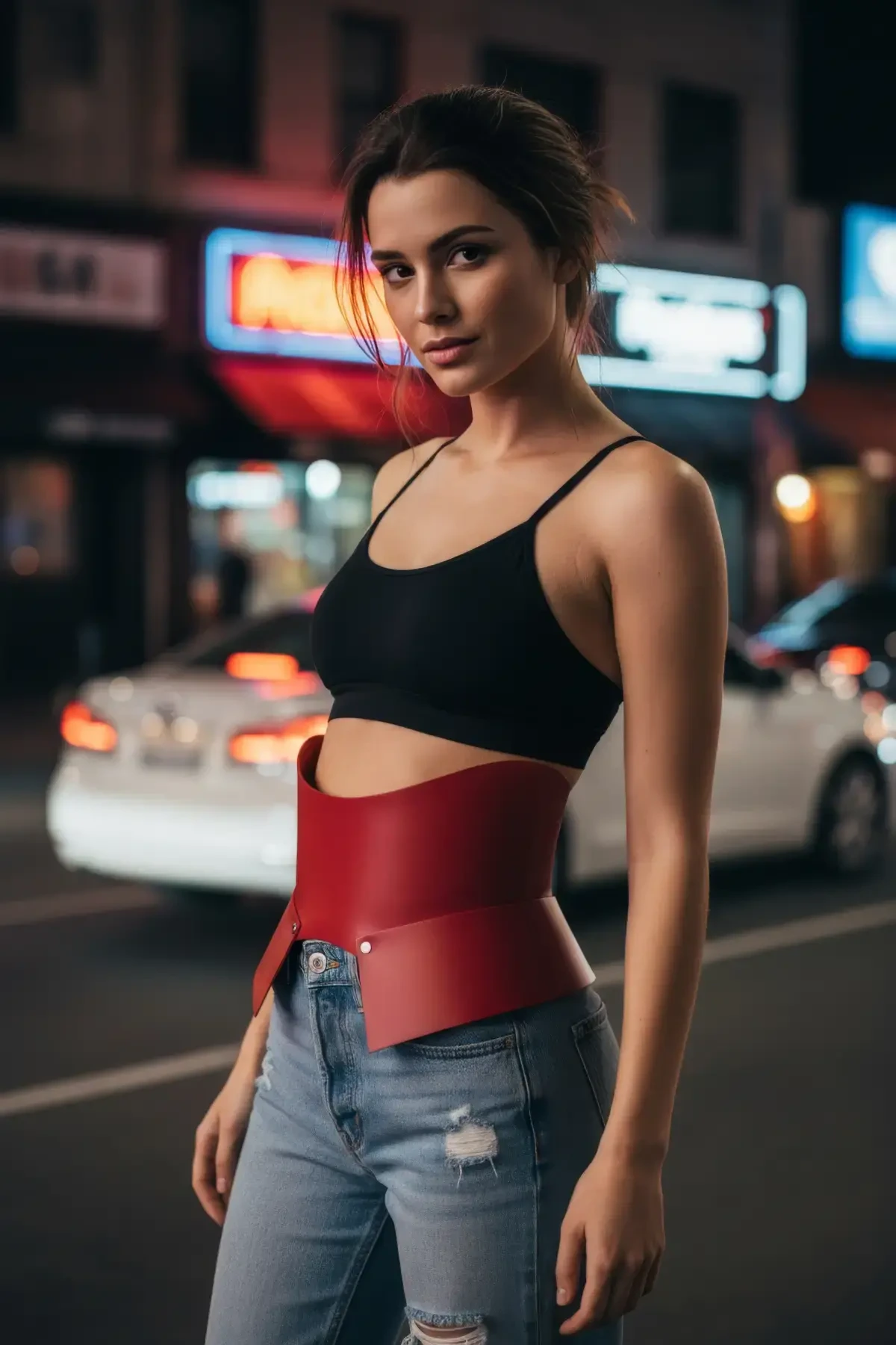 Bordo Kadın Kemer Deri Korse Kalın Bel Aksesuarı - APFT611