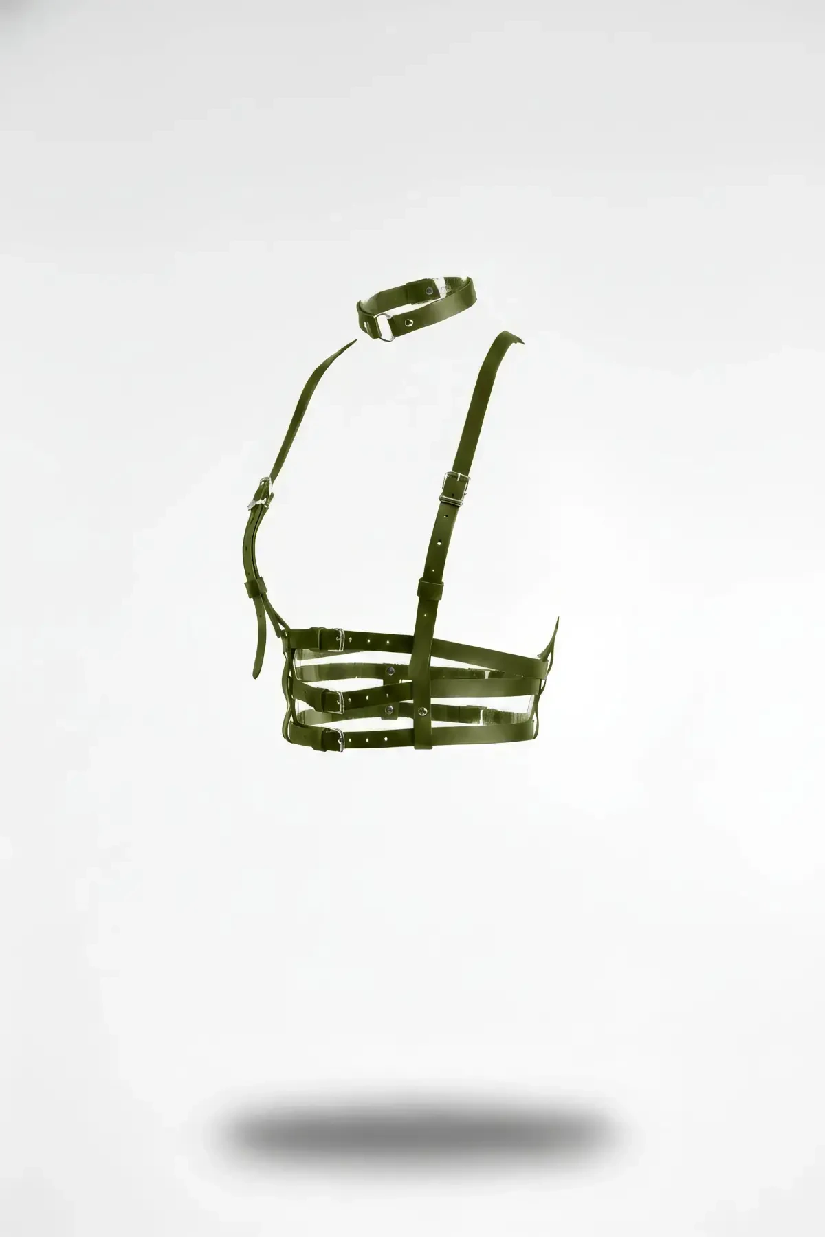 Haki Kadın Kemer Suni Deri Çoklu Şeritli Boyun Detaylı - APFT615