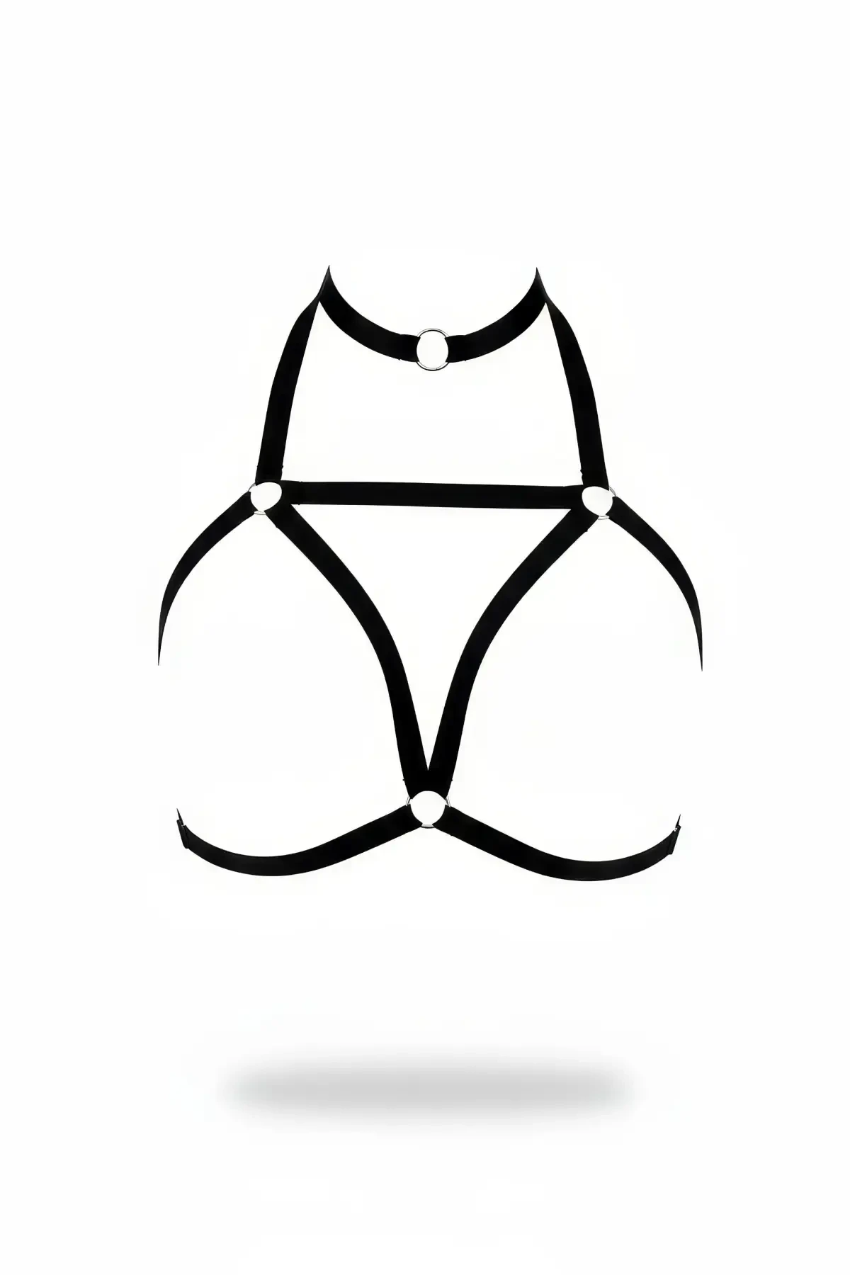 Black Chest Harness High Collar with O Ring Detail - APFT67