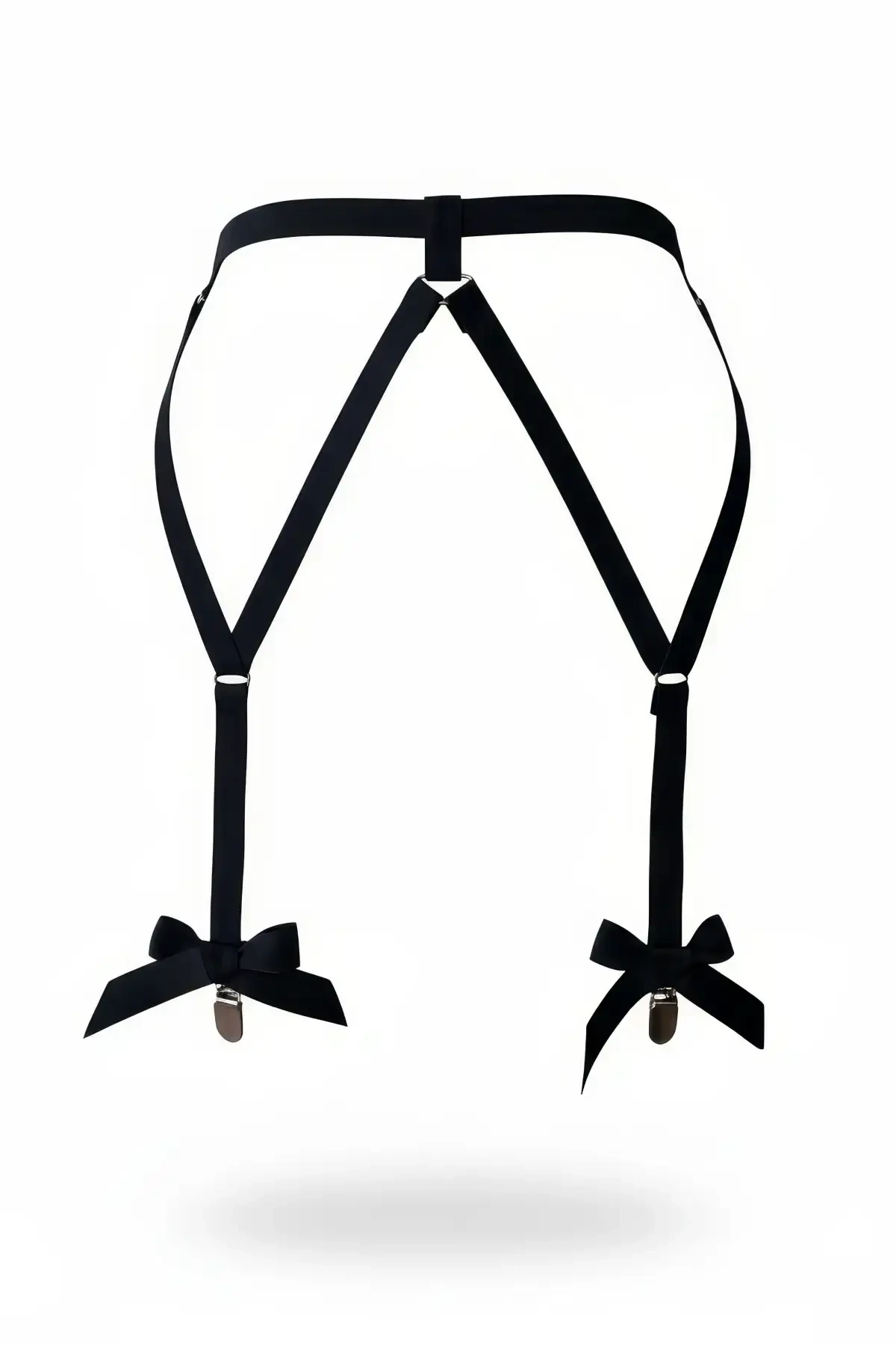 Black Garter Harness Bow Detailed Clip Leg Accessory - APFT68