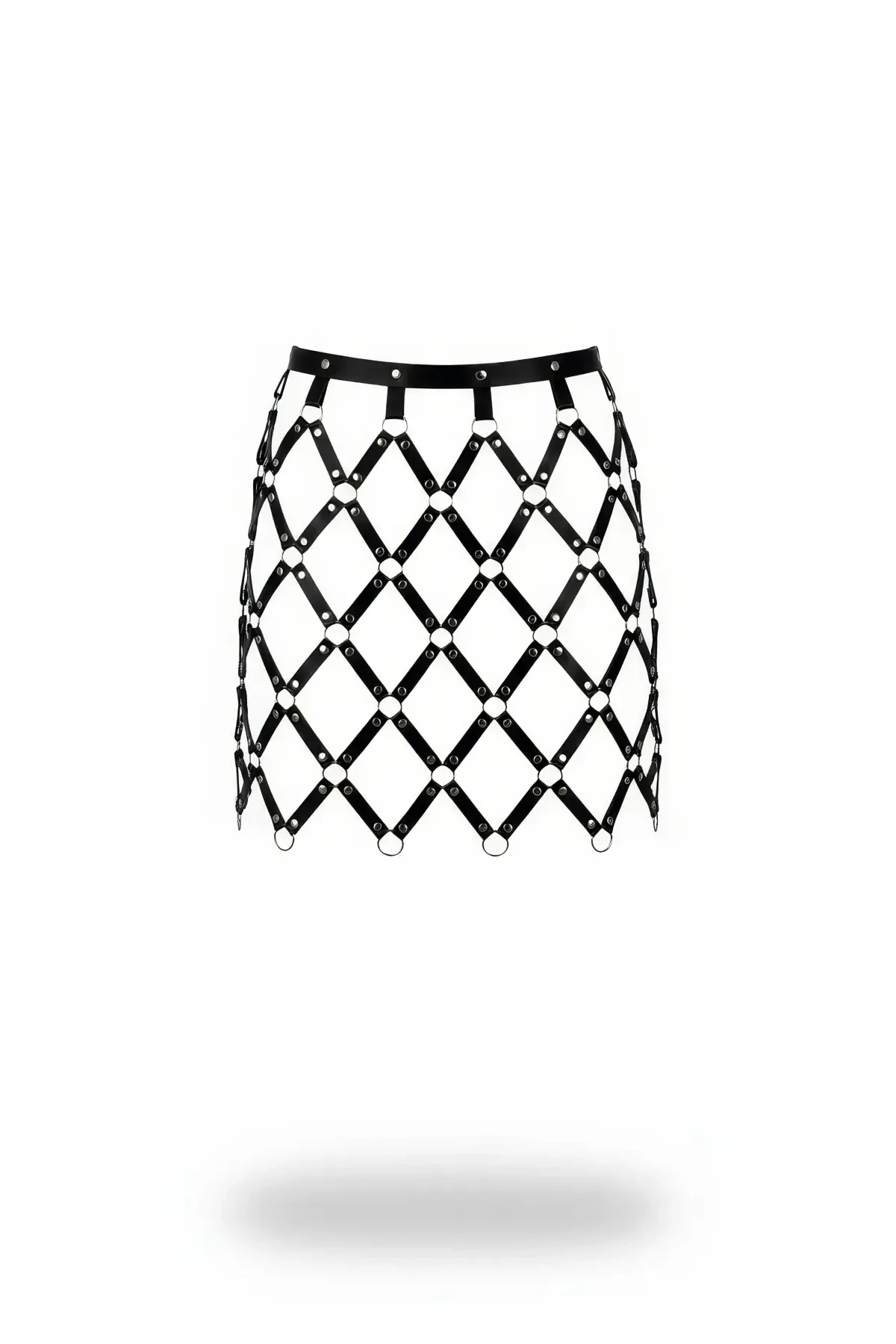Black Women's Skirt Hoop Detailed Skirt Cage Mini Skirt - APFT694