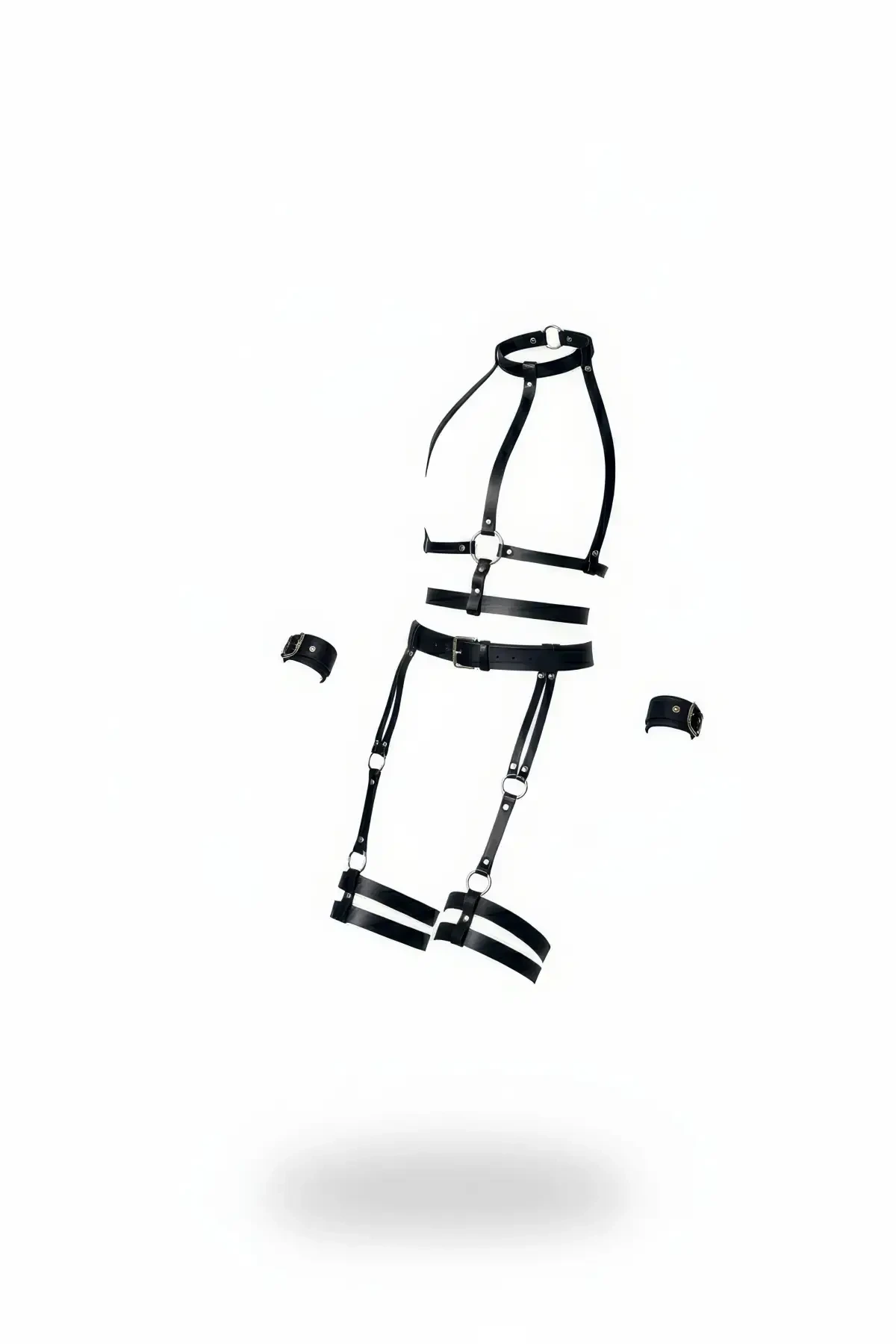 Black Garter Harness Leather Body Accessory - APFT697