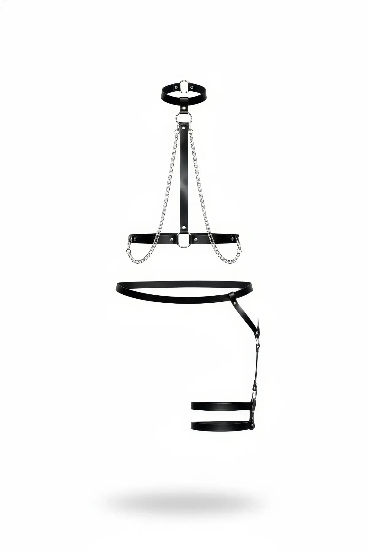 Black Harness Suit Chain Detailed Collar and Body Accessory - APFT713