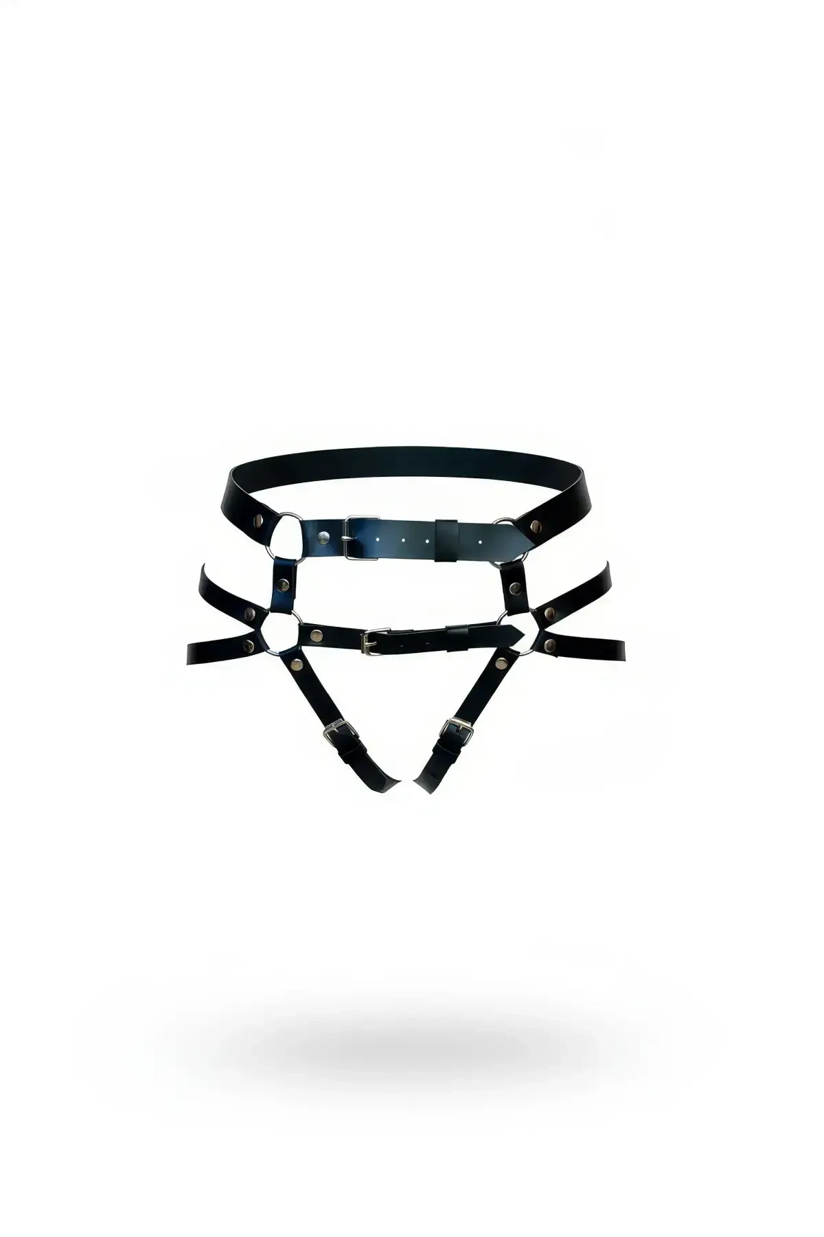 Black Thong - Panties Faux Leather Metal Ring Detailed - APFT732