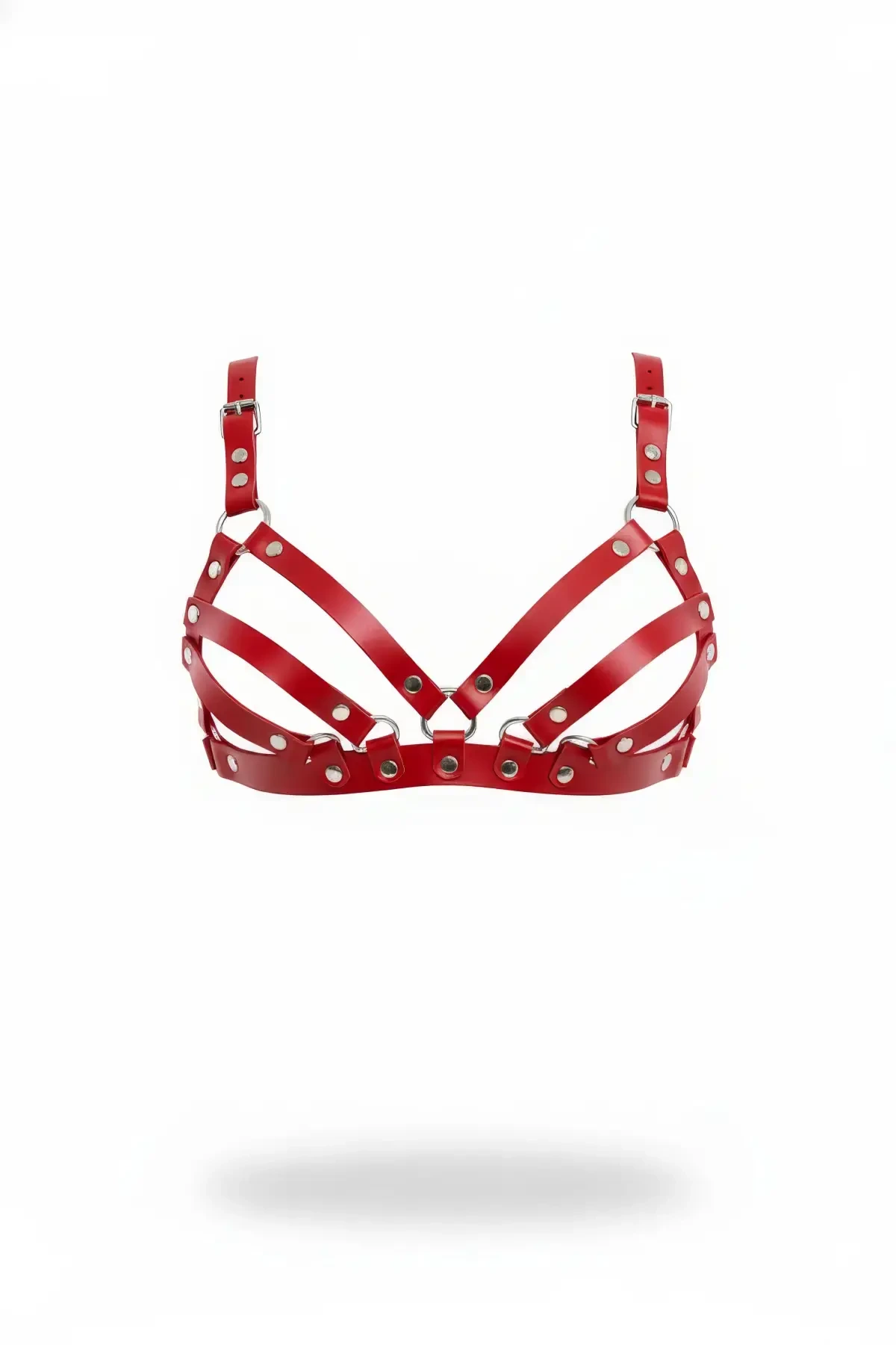 Red Chest Harness Leather with Studded Detail - APFT733