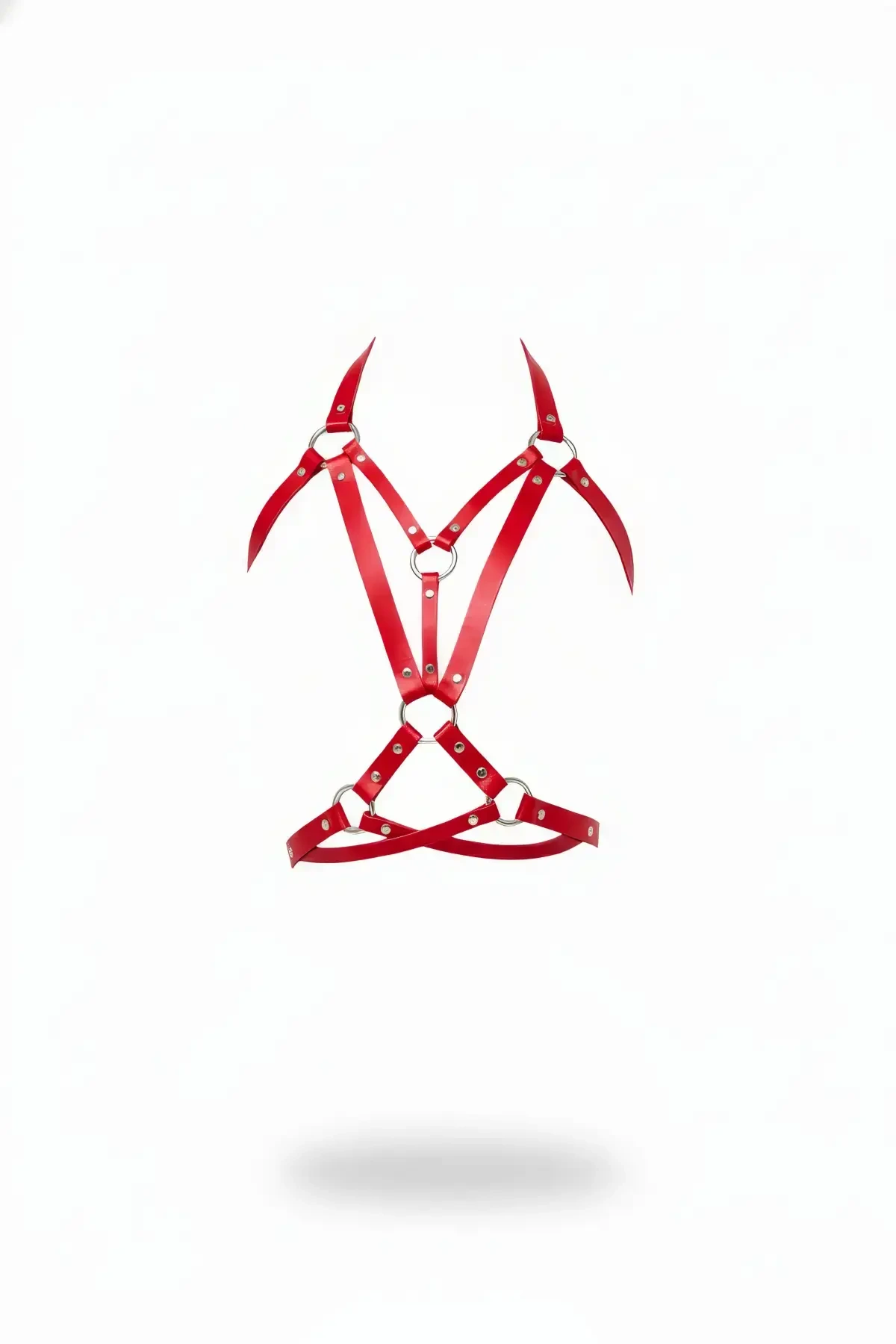 Kırmızı Kadın Kemer Vücut Aksesuarı Metal Halka Detaylı - APFT744