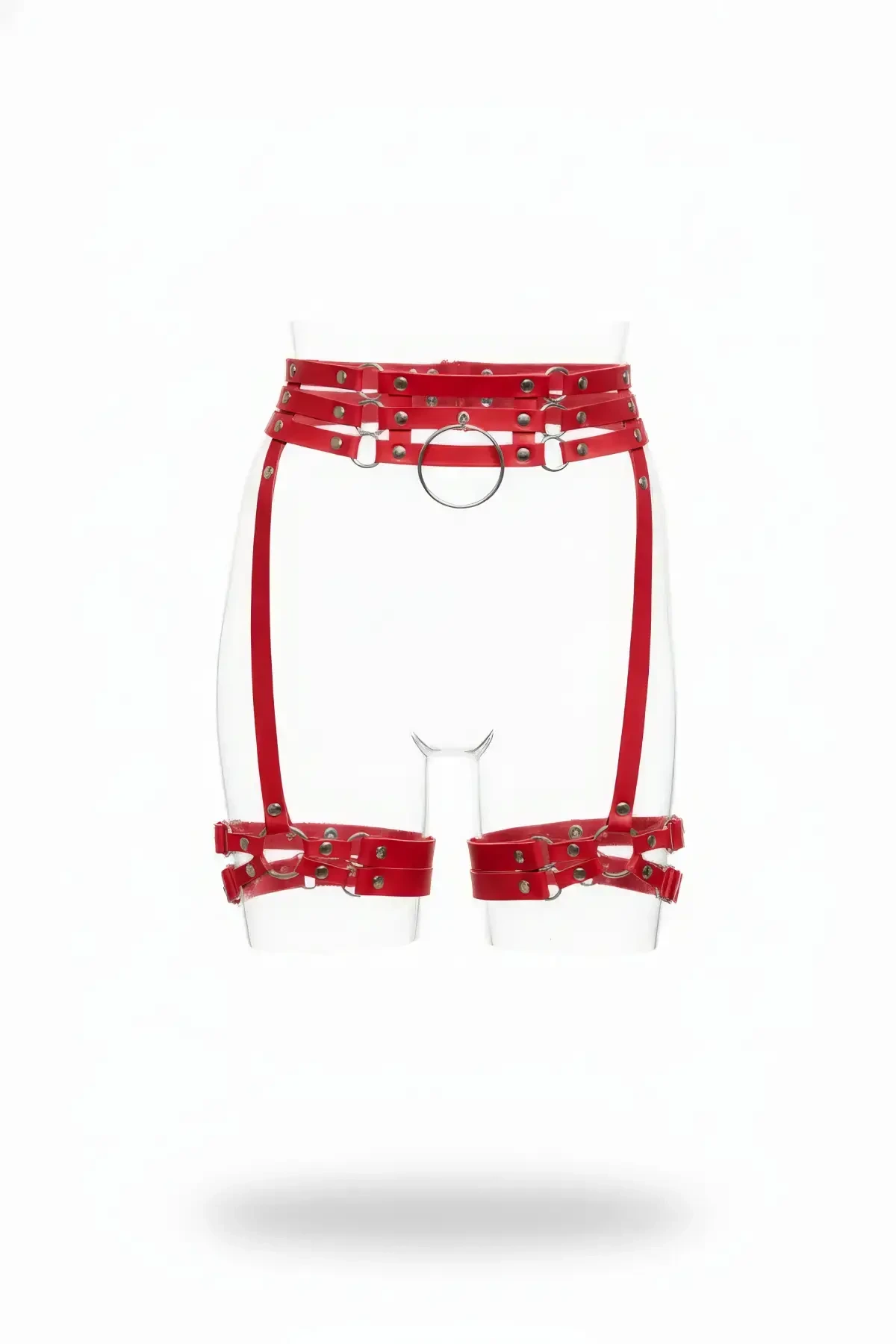 Red Garter Harness with Staple Detail and Multi Tape - APFT746