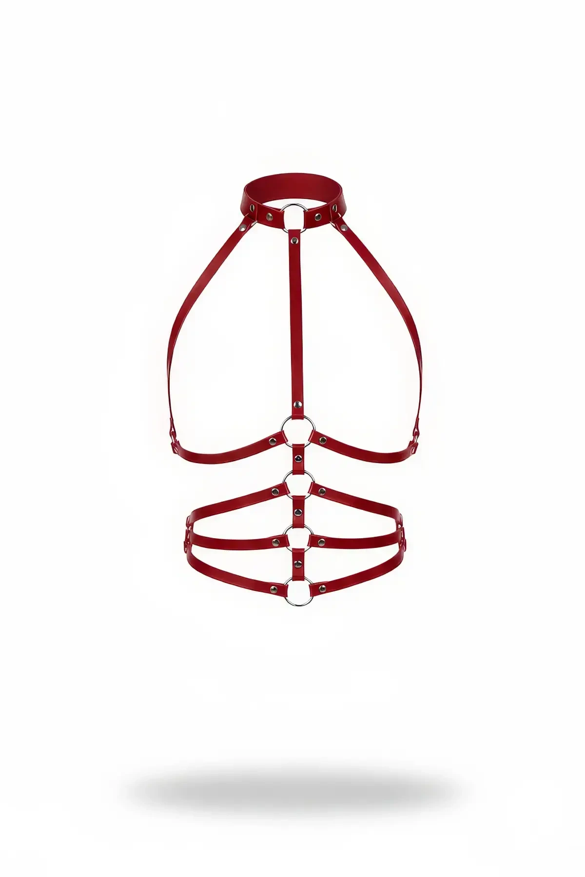 Kırmızı Kadın Kemer Halka Detaylı Çok Bantlı Vücut Aksesuarı - APFT749