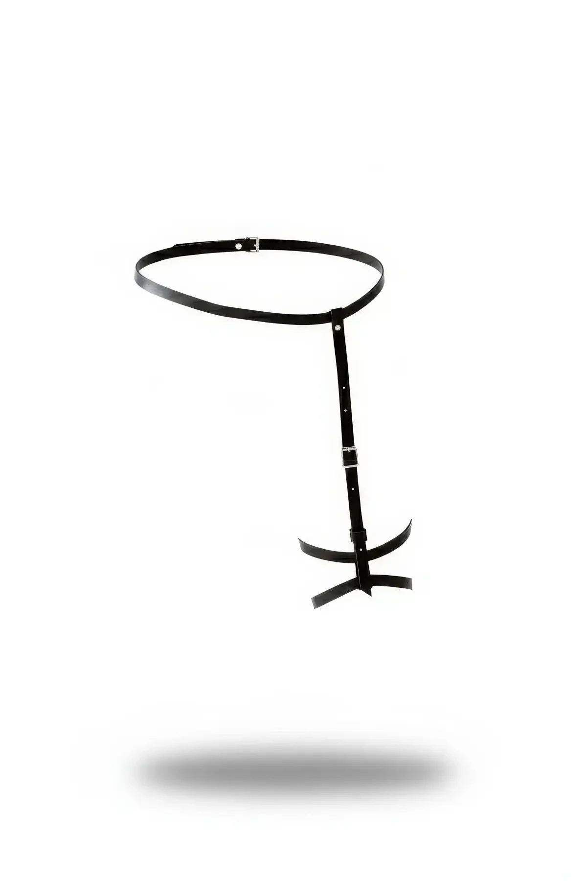 Black Garter Harness with Thin Strip and Adjustable Buckle - APFT769