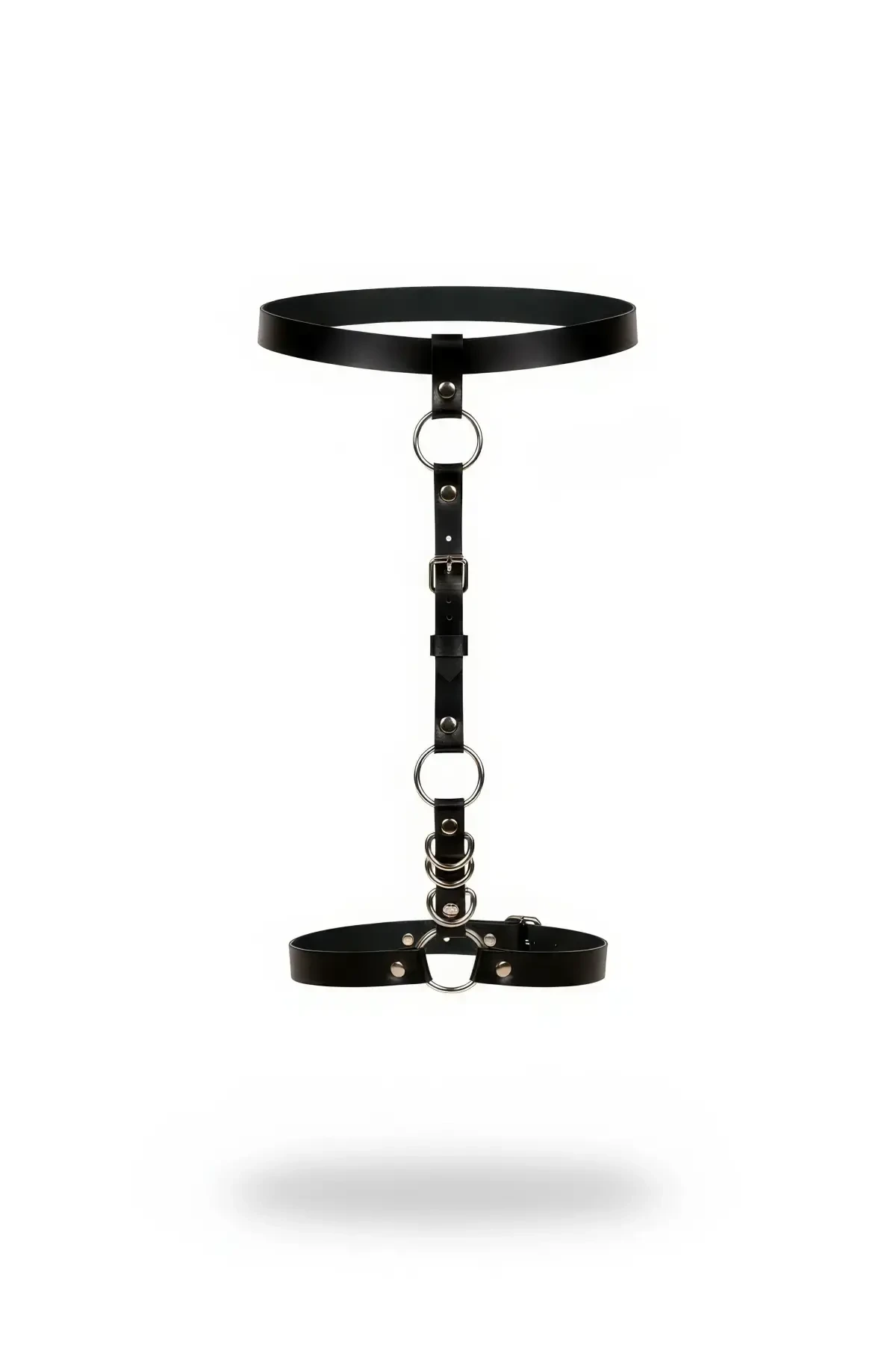 Black Garter Harness Leather Ring Detailed Waist Leg Accessory - APFT773