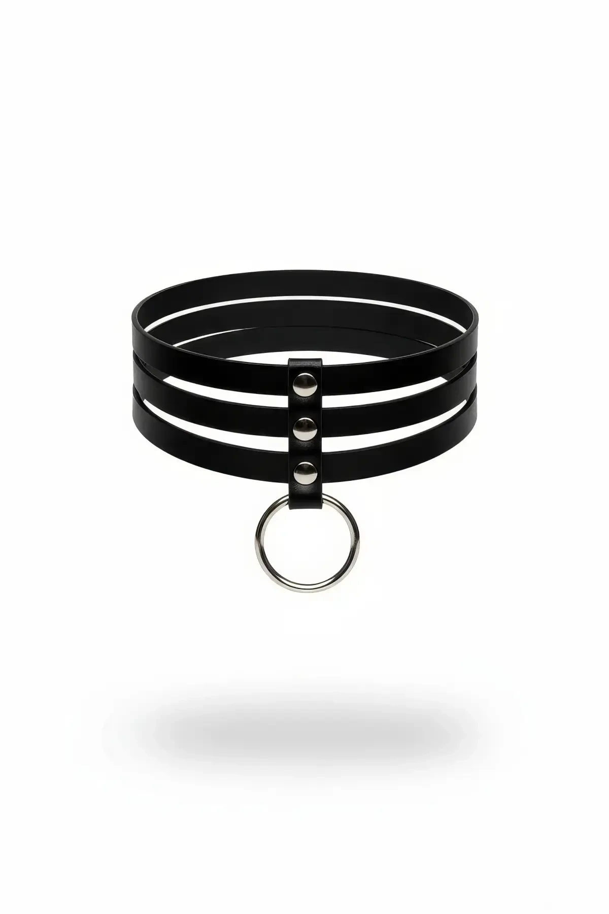 Black Choker with Three Layer Metal Ring Detail - APFT777