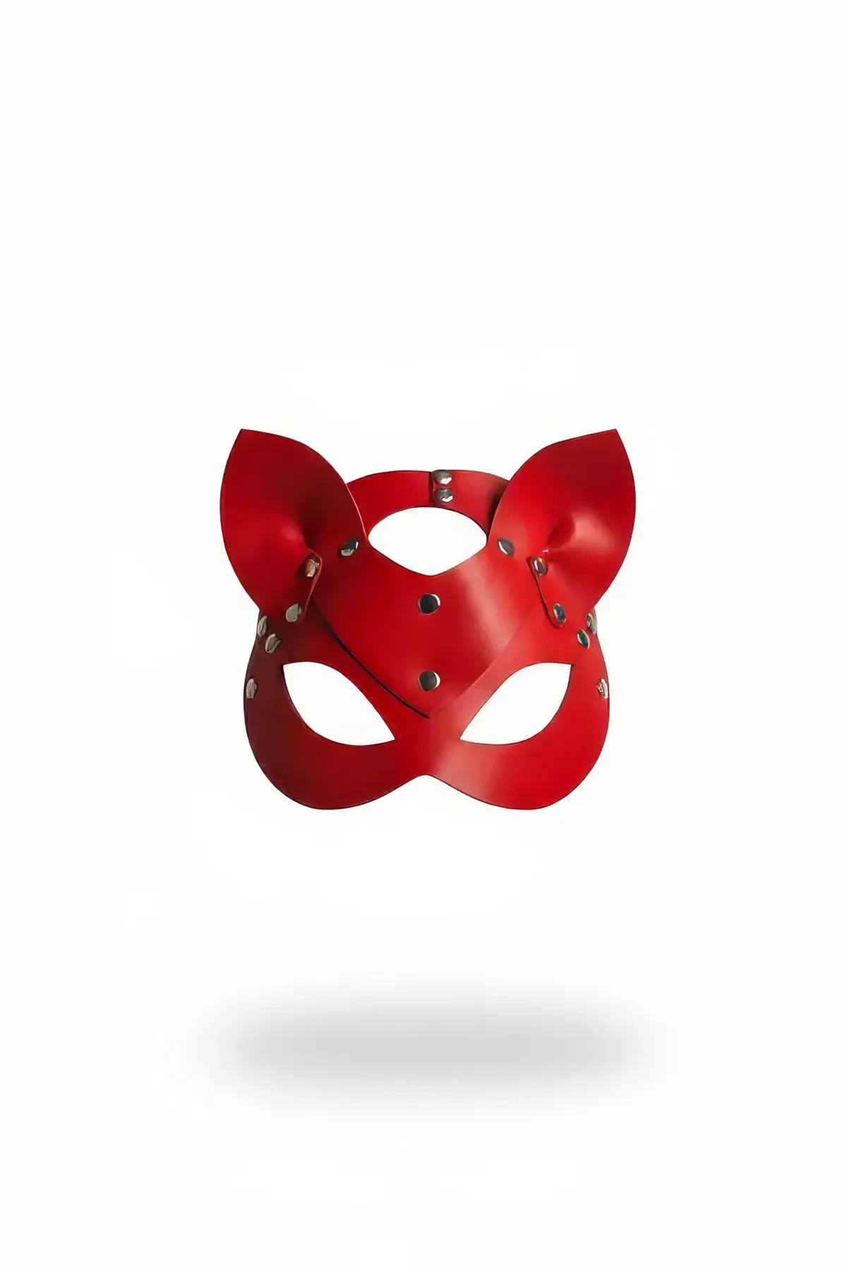 Red Mask Cat Ears Leather Staple Detailed Costume - APFT782