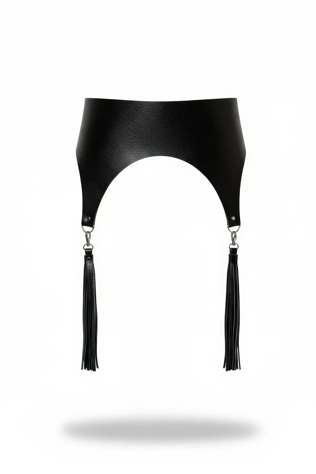 Siyah Kadın Kemer Geniş Deri Püskül Detaylı Korse Kemer - APFT788