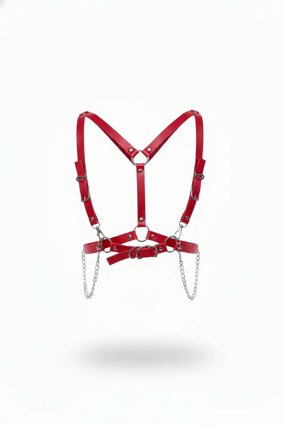Kırmızı Kadın Kemer Zincir Detaylı Vücut Aksesuarı - APFT810