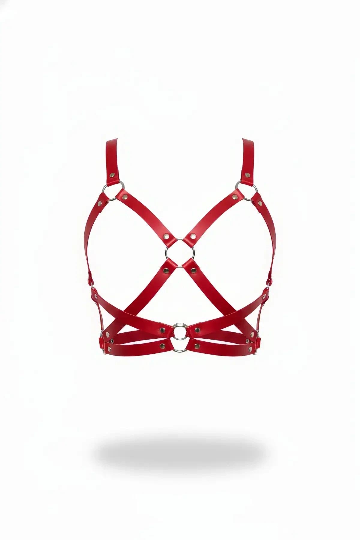 Kırmızı Kadın Kemer Deri O Halka Detaylı Vücut Aksesuarı - APFT816