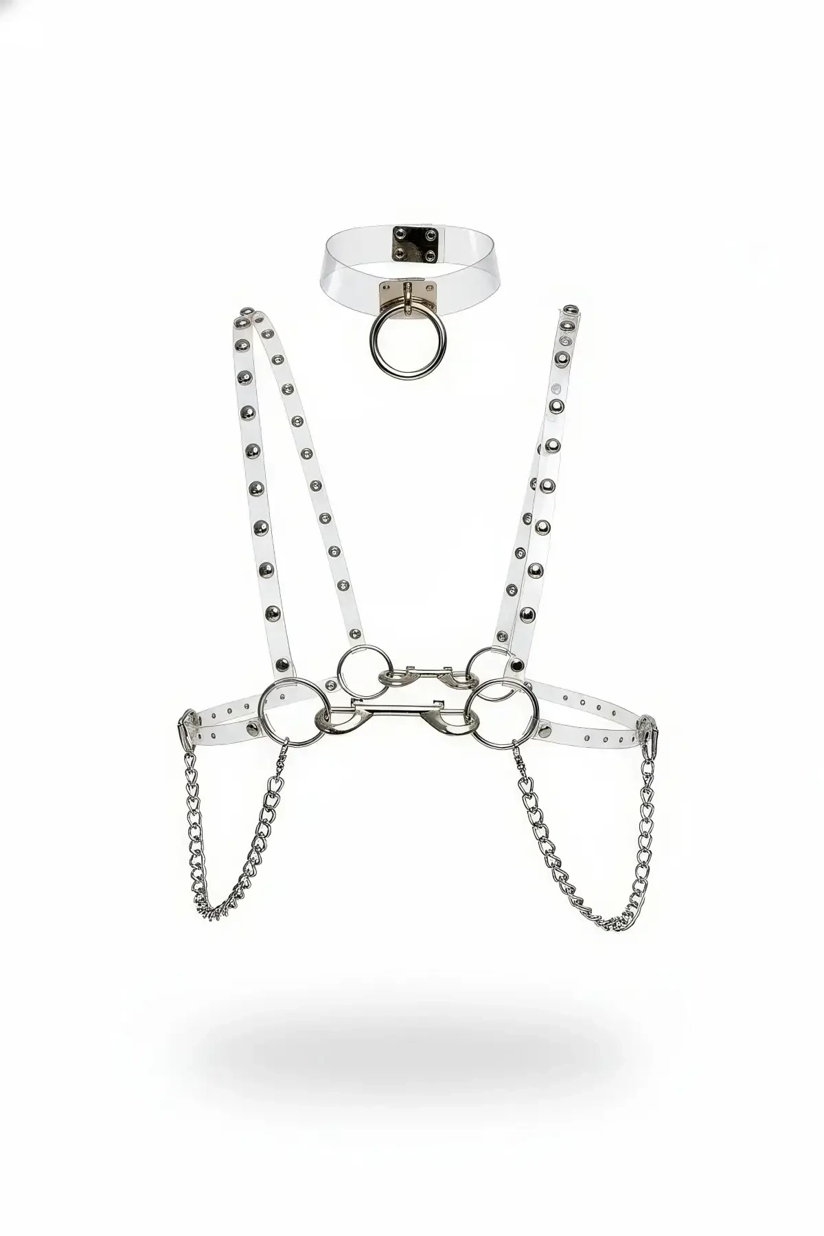 Şeffaf Kadın Kemer Zımba Detaylı Zincir Aksesuarlı - APFT826