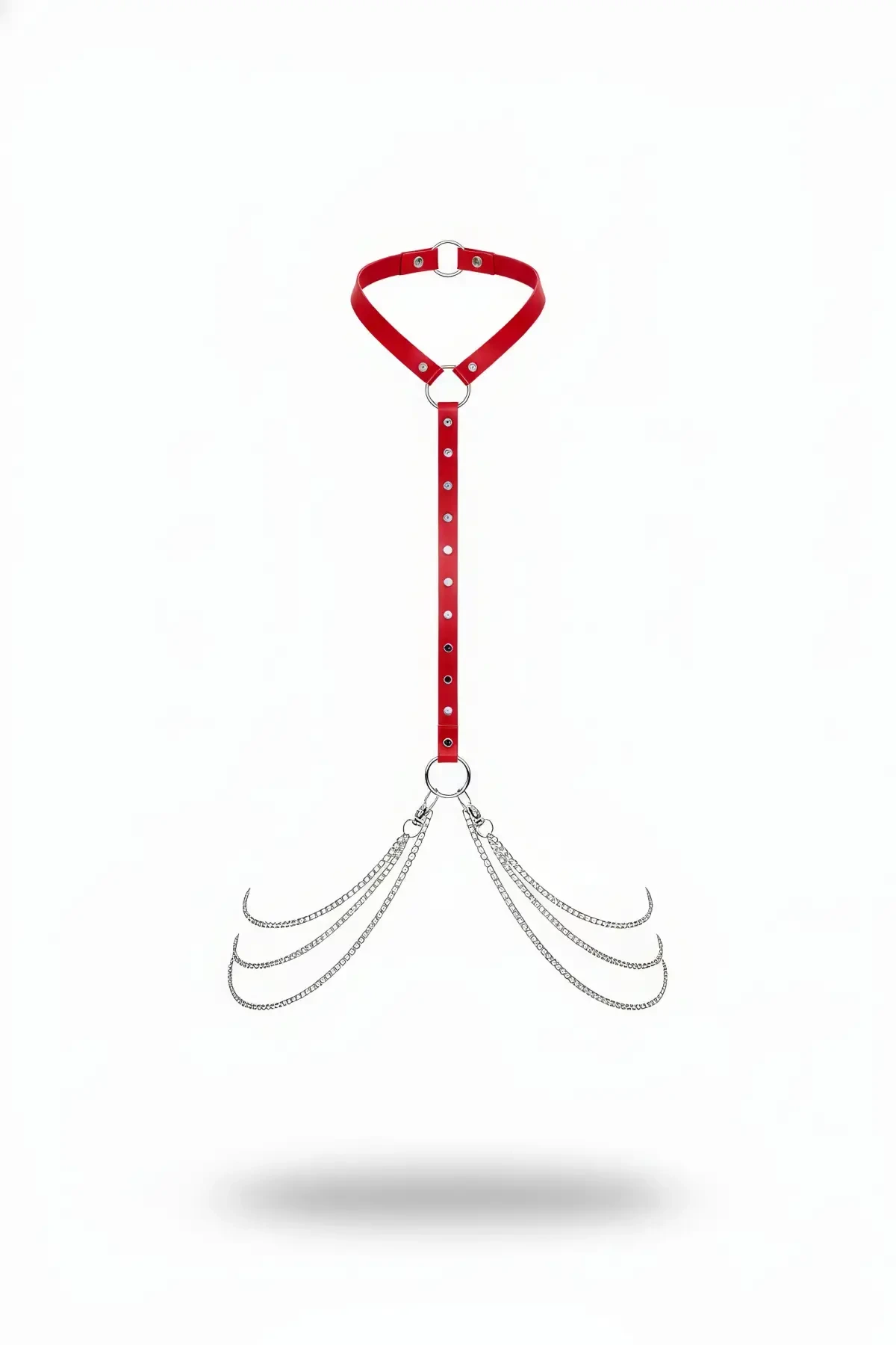 Kırmızı Kadın Kemer Zincir Detaylı Vücut Aksesuarı - APFT840