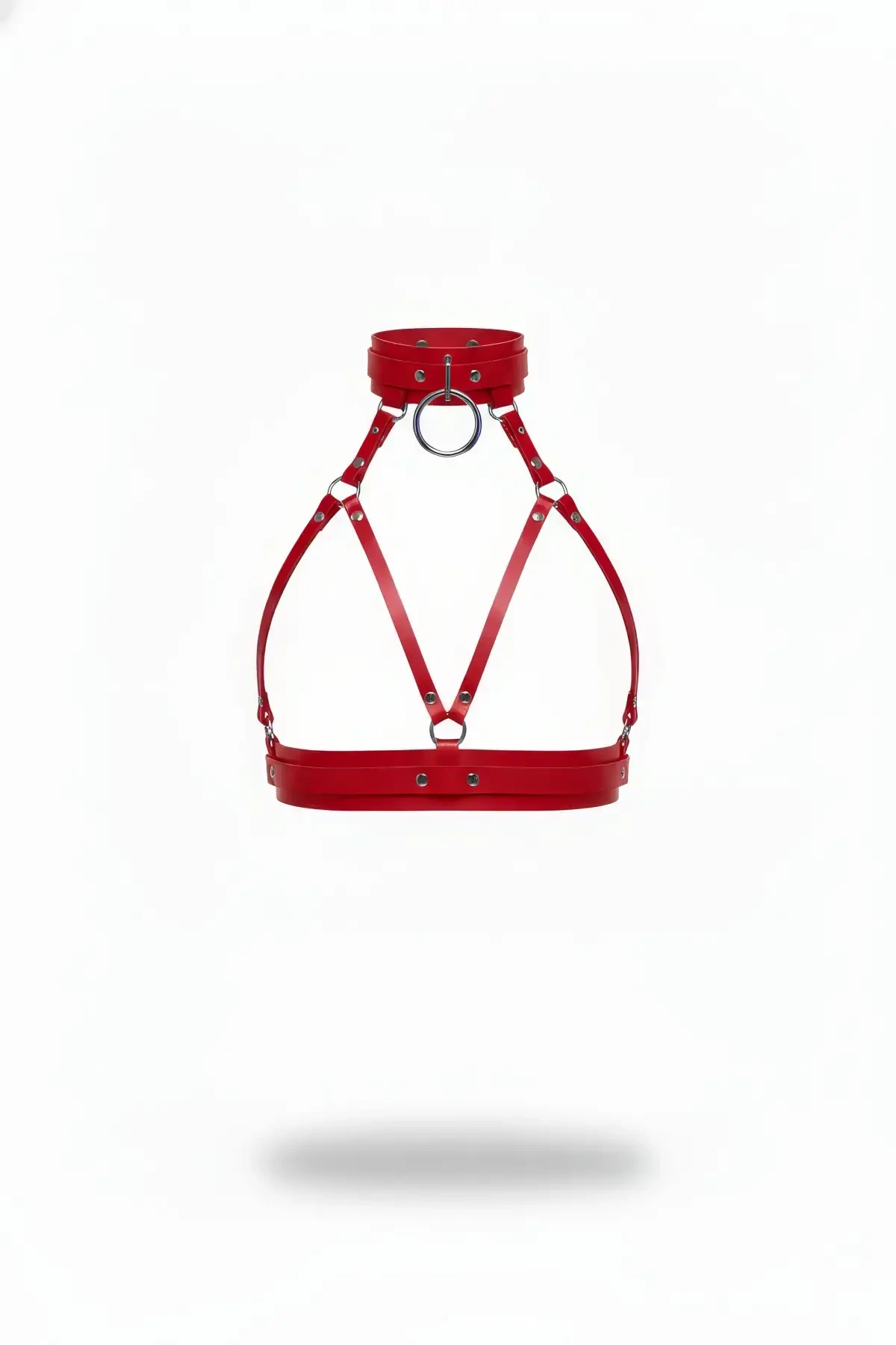 Kırmızı Kadın Kemer Deri Yaka Detaylı Vücut Aksesuarı - APFT841