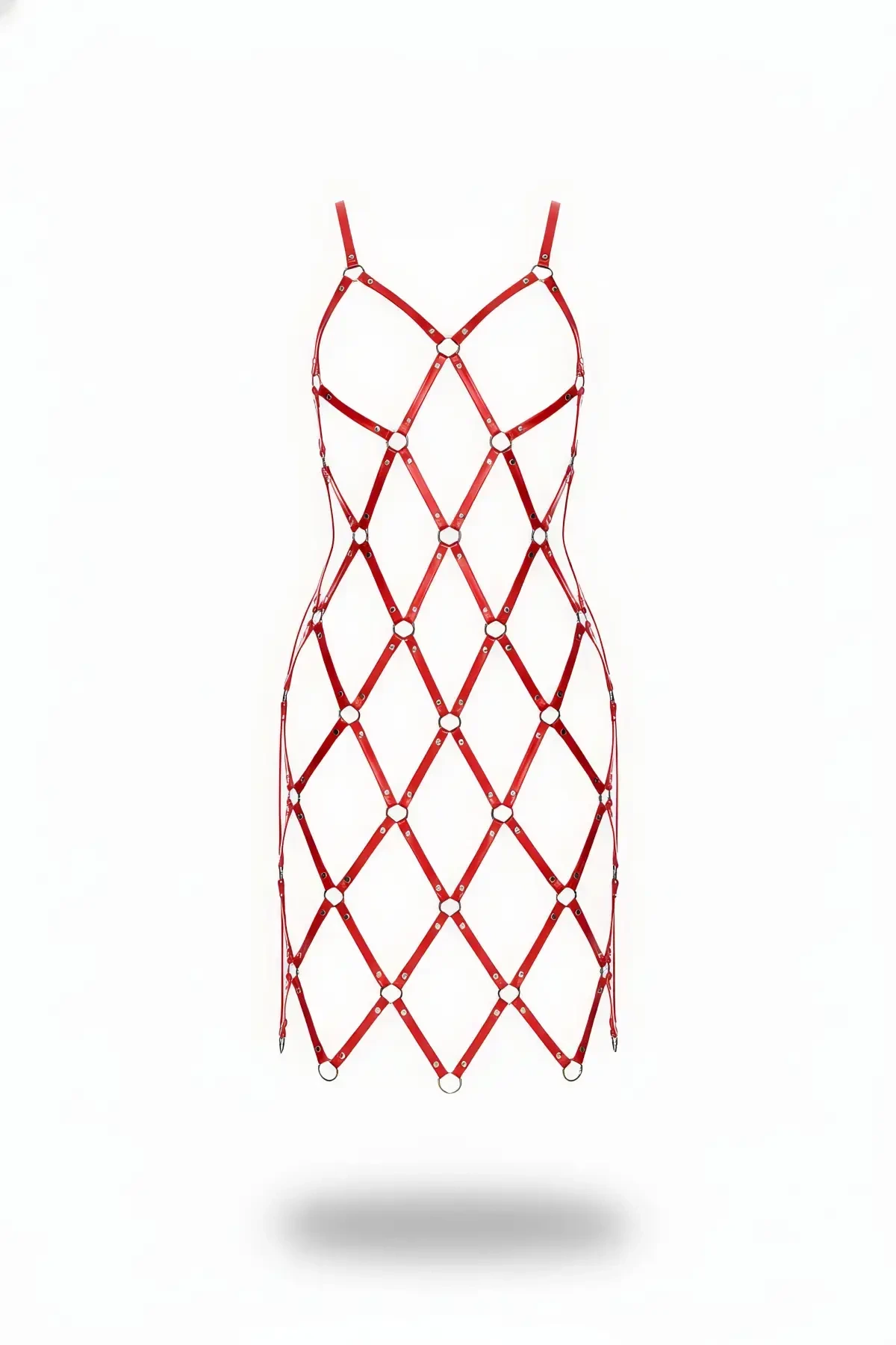 Red Skirt Leather Banded Hoop Detailed Skirt Mini Skirt - APFT844