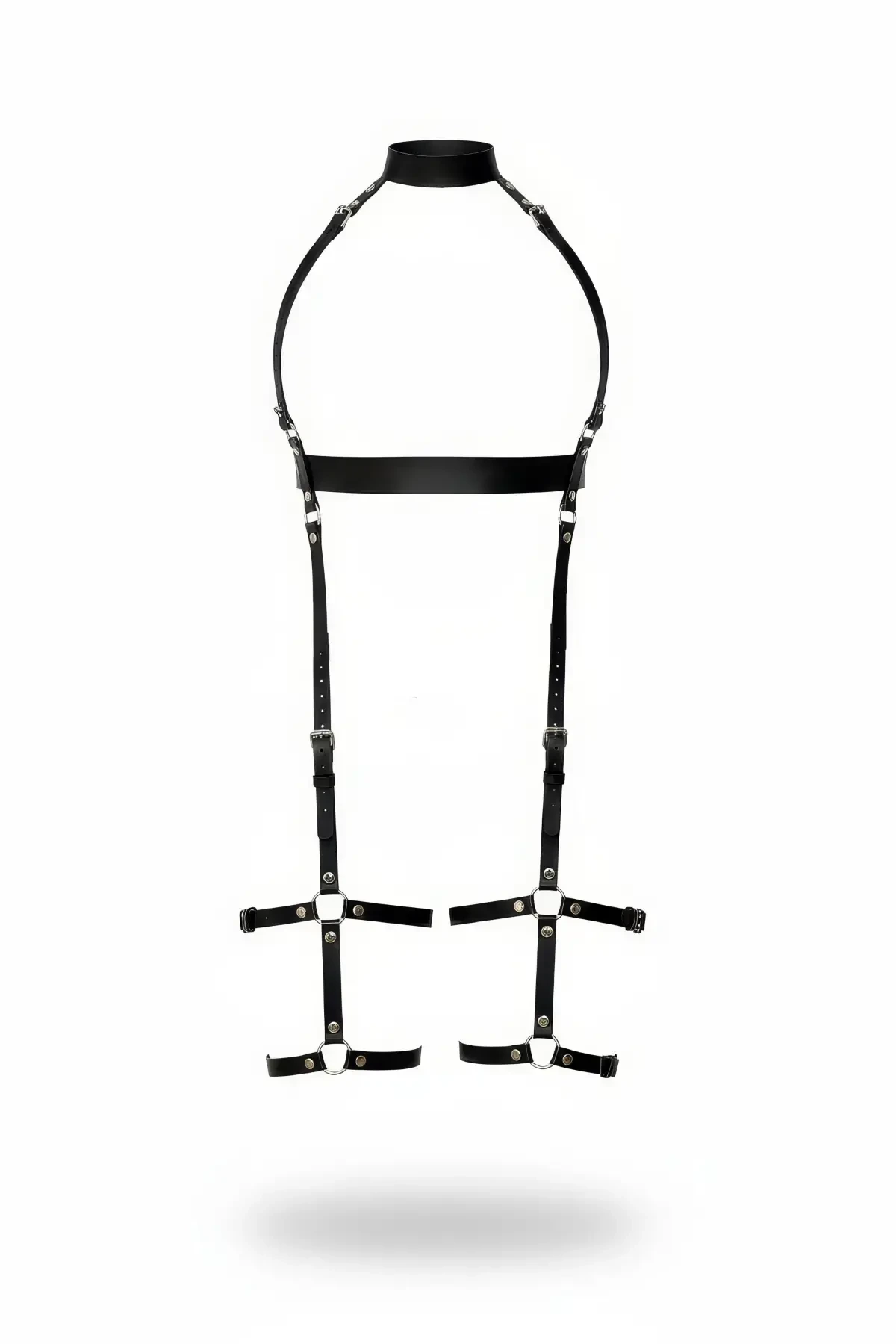 Black Garter Harness Leather Adjustable Body Belt - APFT864