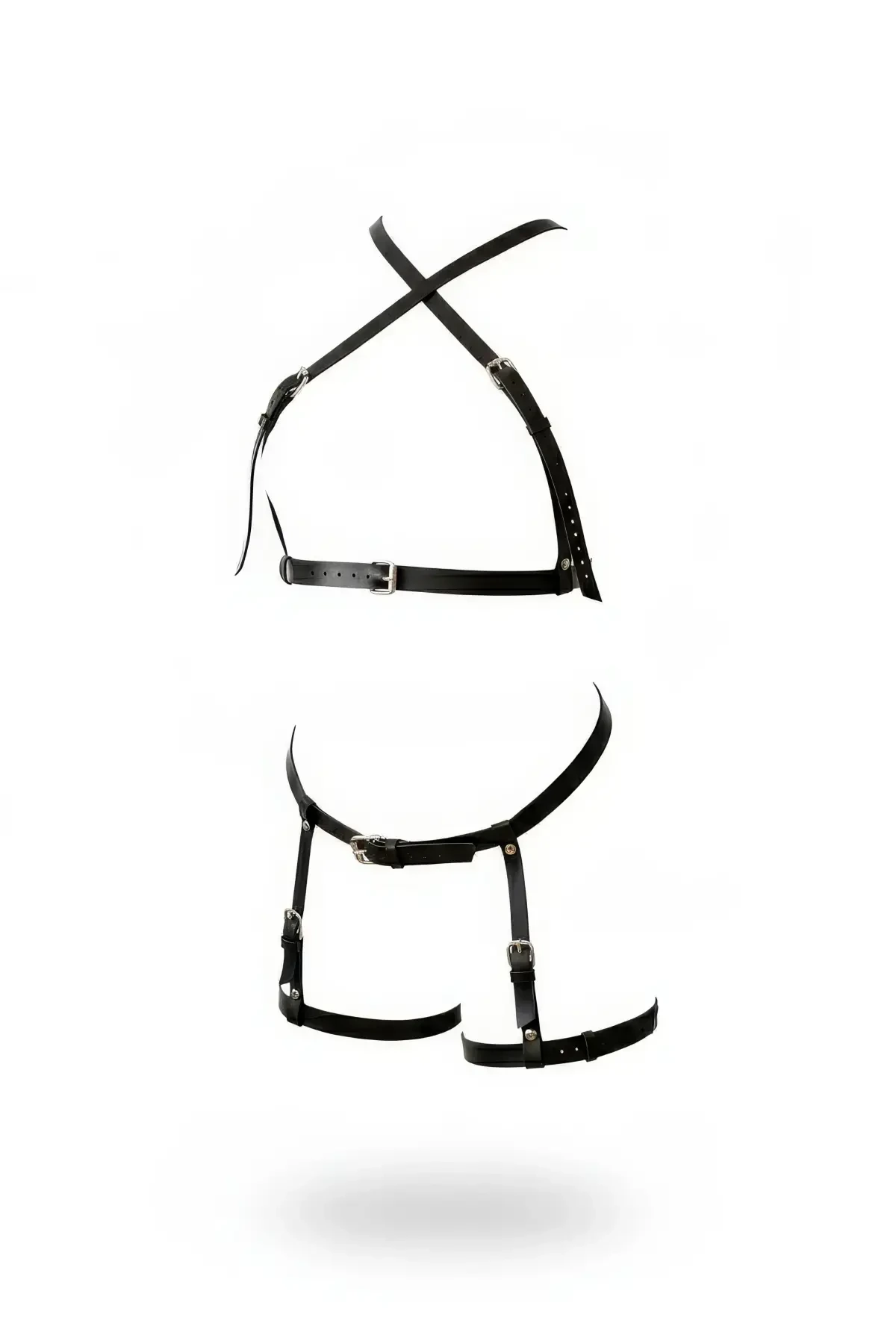 Black Harness Suit with Cross Shoulder Leg Detail - APFT865