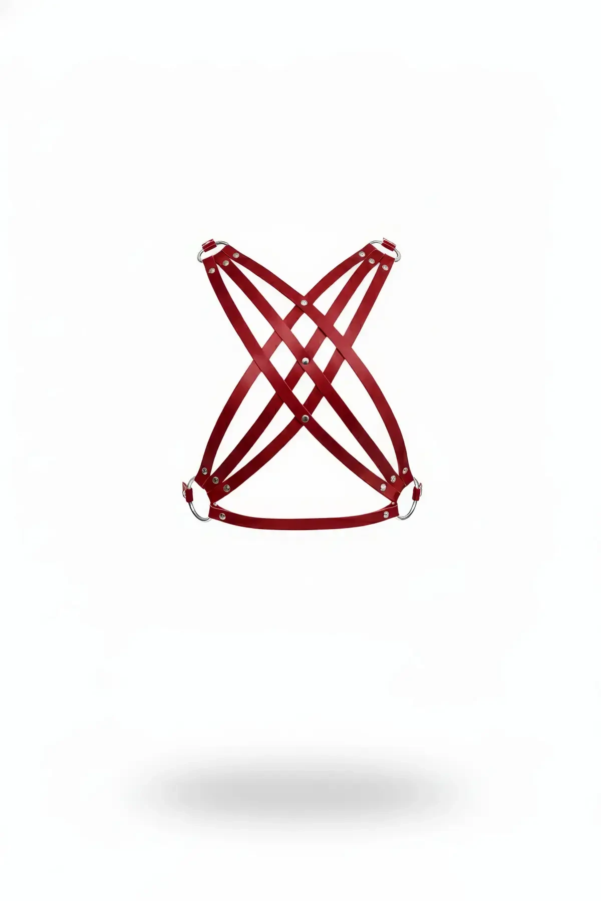 Red Chest Harness Leather Cross Stripe Body Accessory - APFT867