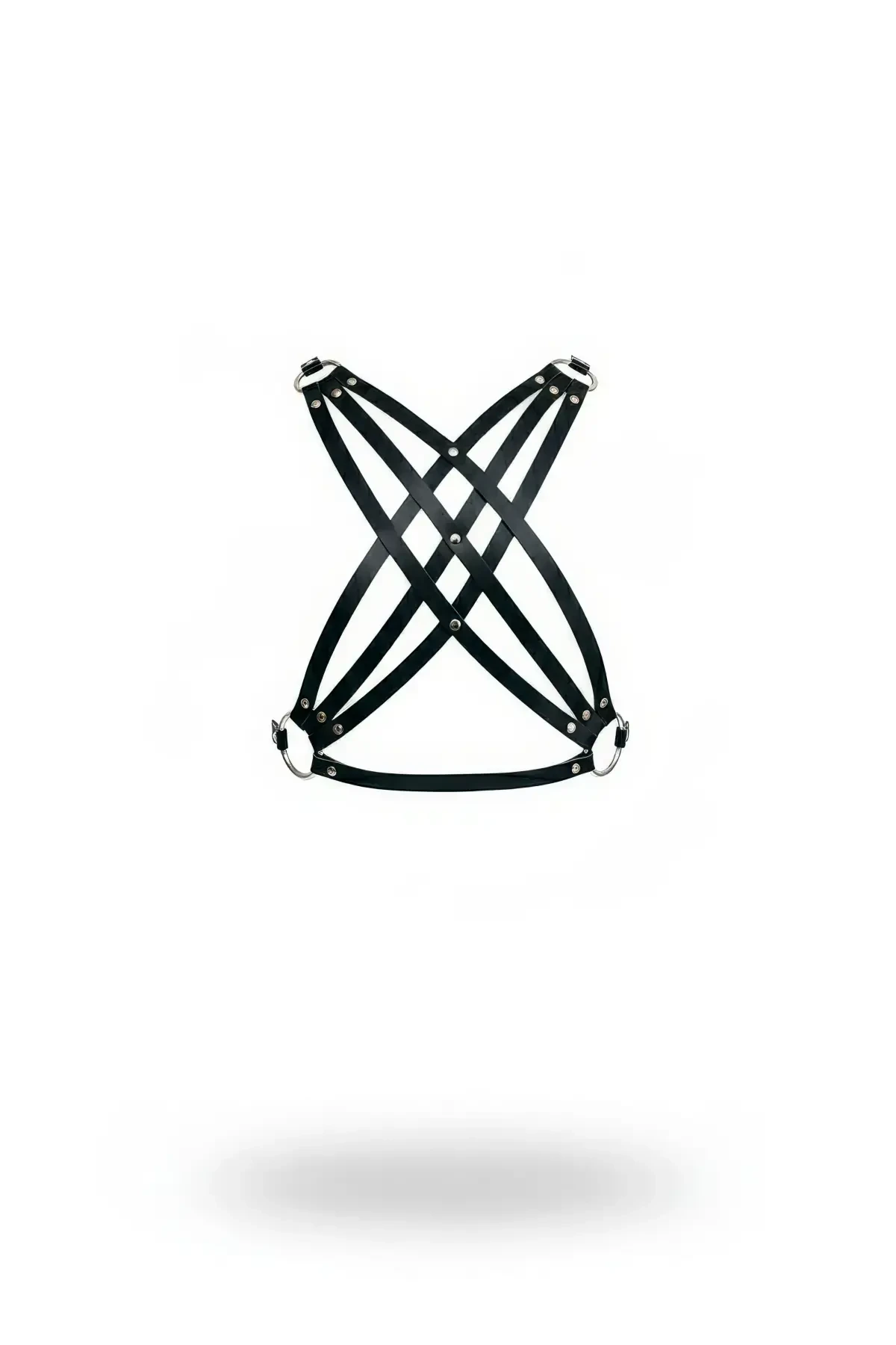 Black Chest Harness Leather Cross Body Accessory with Metal Detail - APFT867