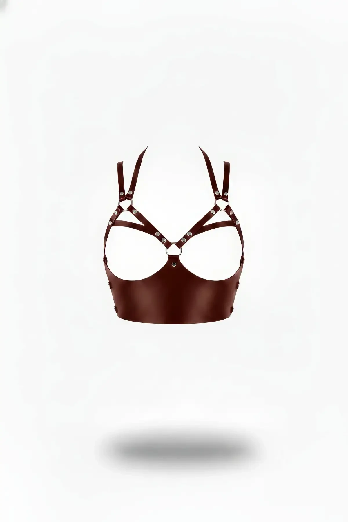 Bordo Kadın Kemer Metal Halka Detaylı Geniş Korse - APFT872