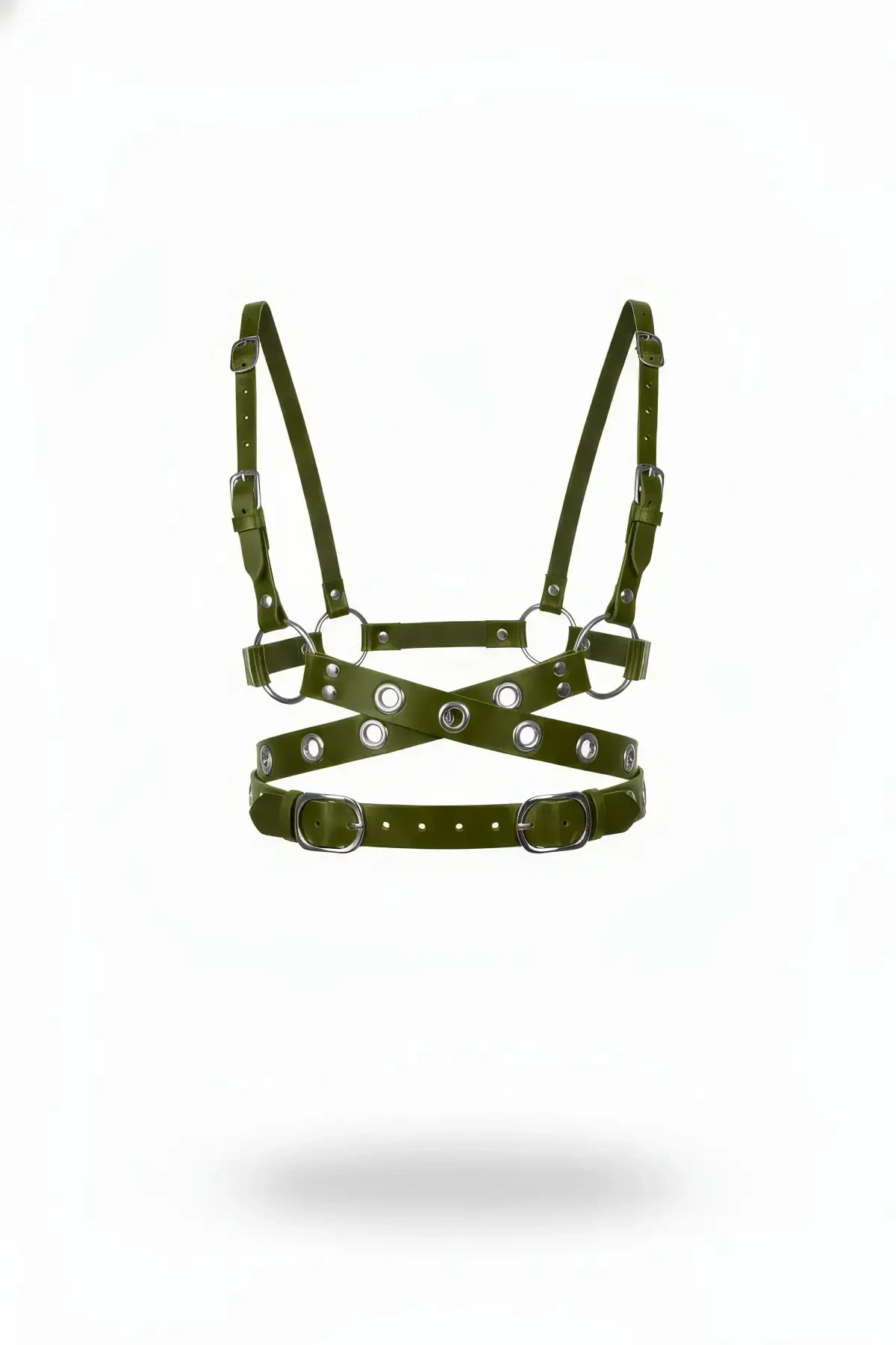 Haki Kadın Kemer Çoklu Tokalı Çapraz Vücut Aksesuarı - APFT890