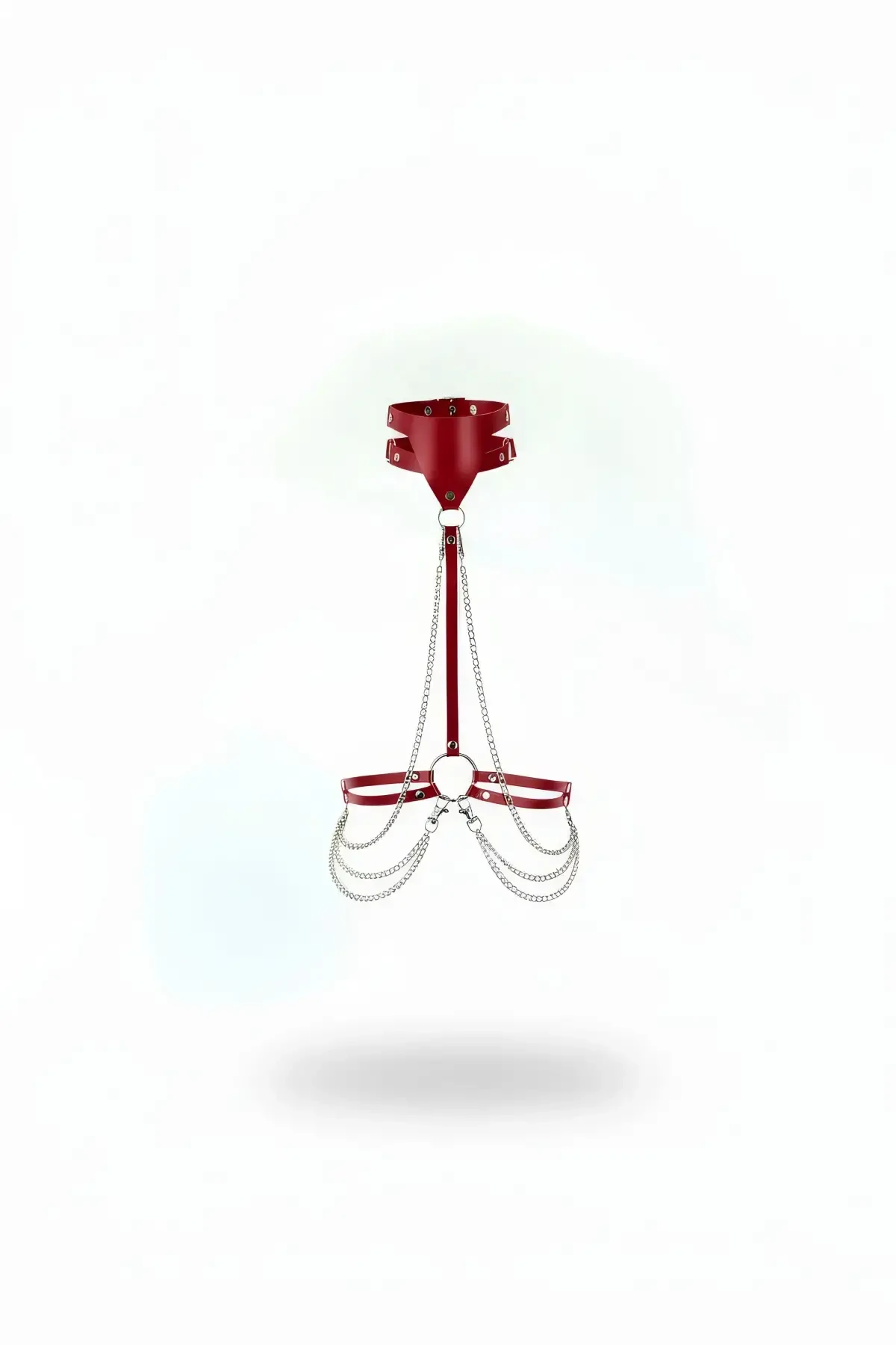 Kırmızı Kadın Kemer Metal Halka Detaylı Gövde Aksesuarı - APFT8