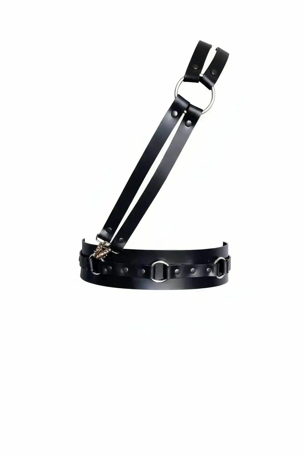 Siyah Kadın Kemer O Halka Detaylı Suni Deri Vücut Kemeri - APFT915