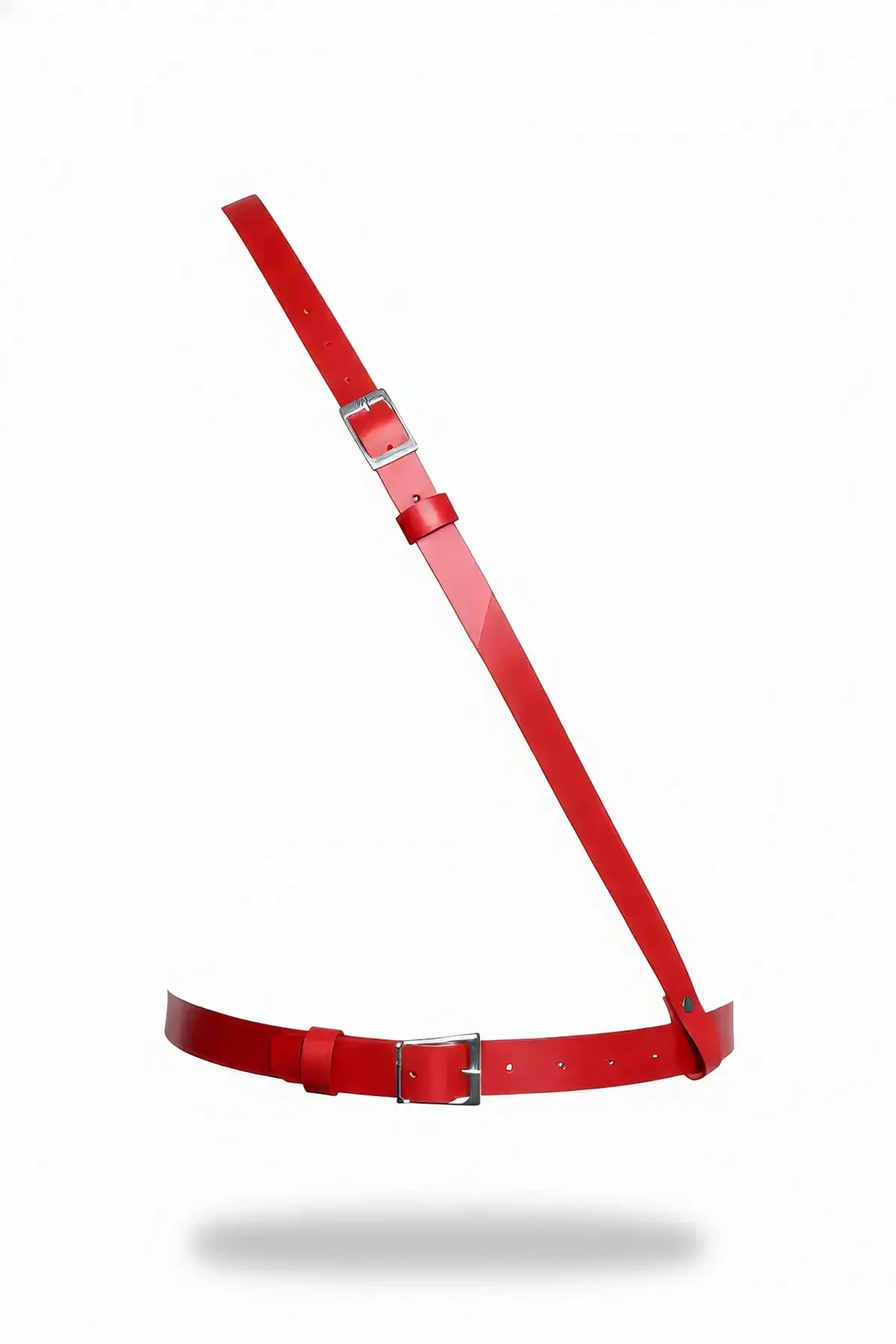 Kırmızı Kadın Kemer Omuz Detaylı Suni Deri Vücut Aksesuarı - APFT917