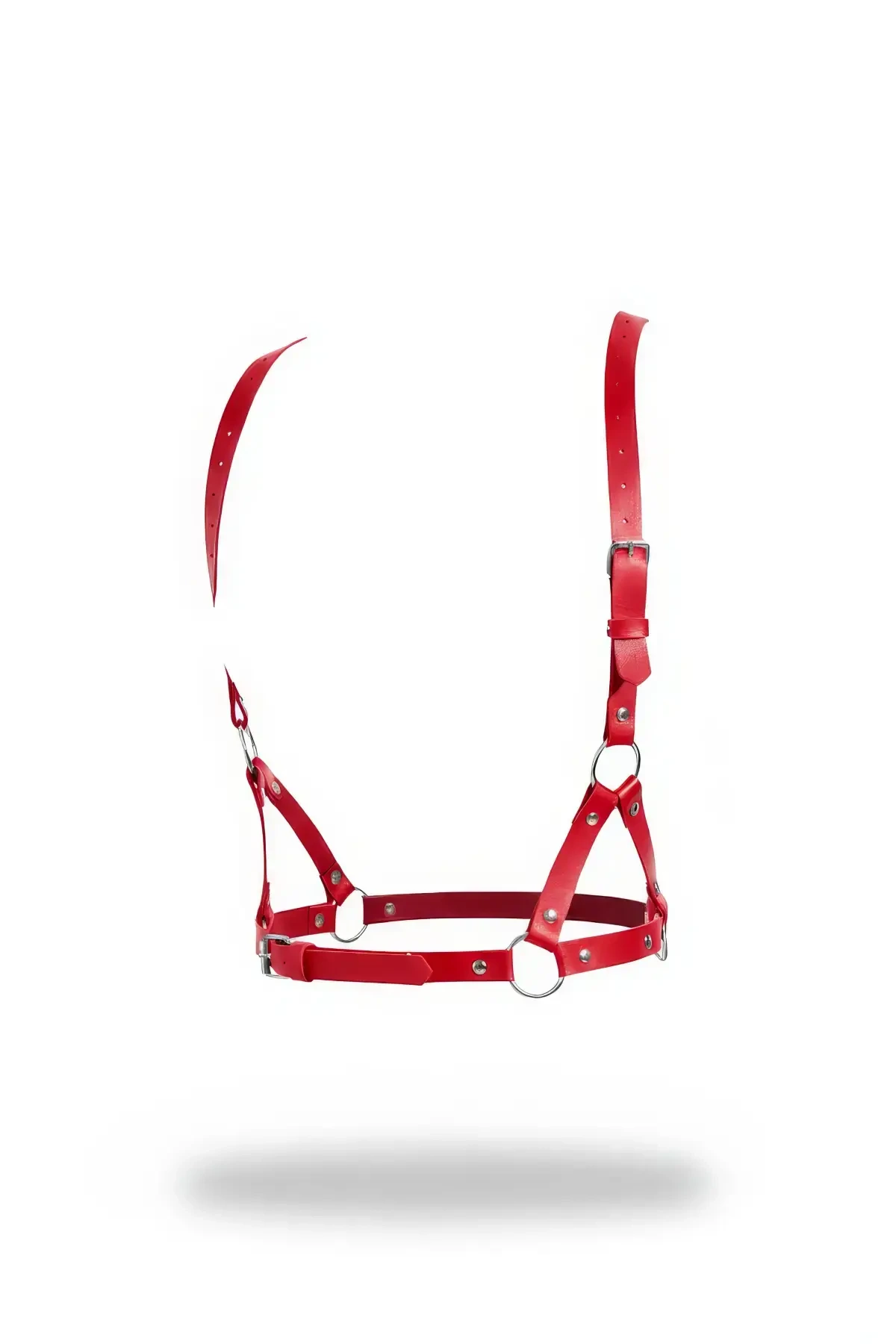 Kırmızı Kadın Kemer Suni Deri Halka Detaylı Vücut Aksesuarı - APFT938