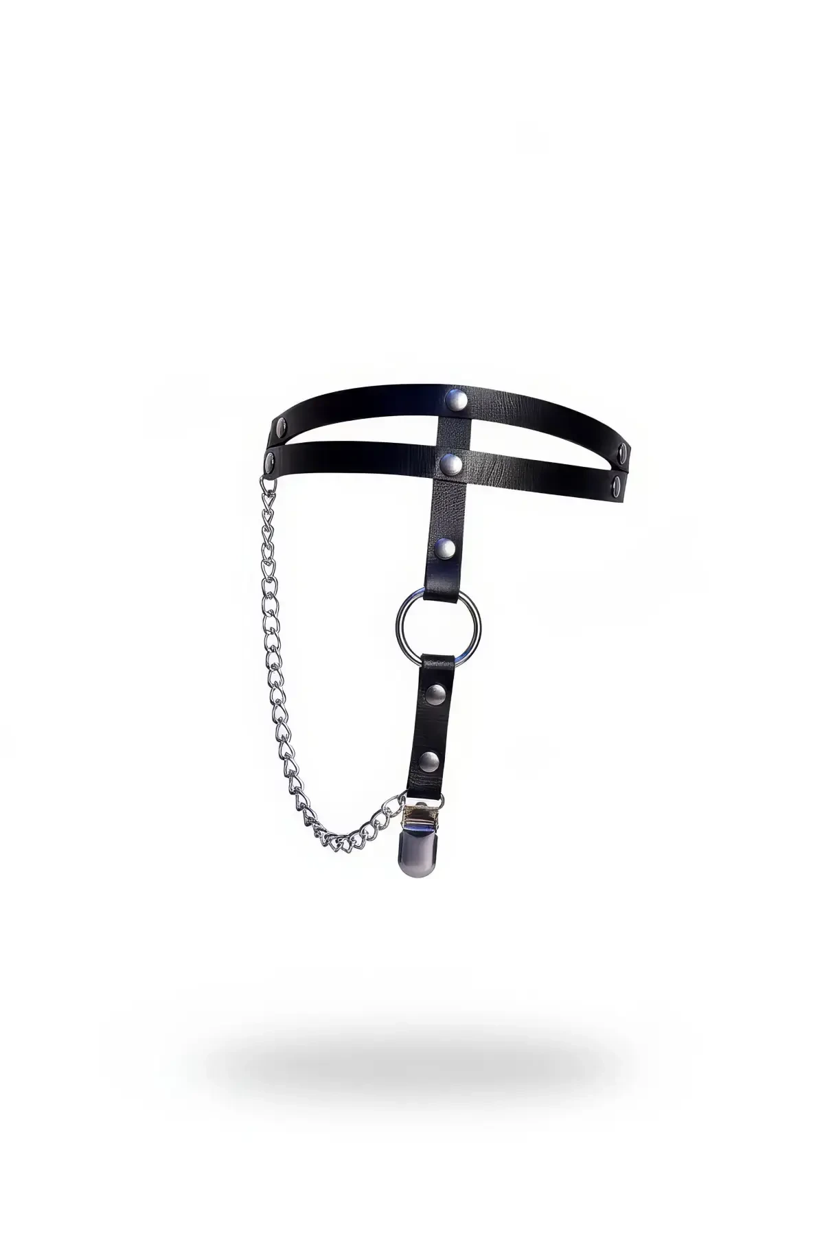 Black Garter Harness with Ring Detail and Double Band - APFT940