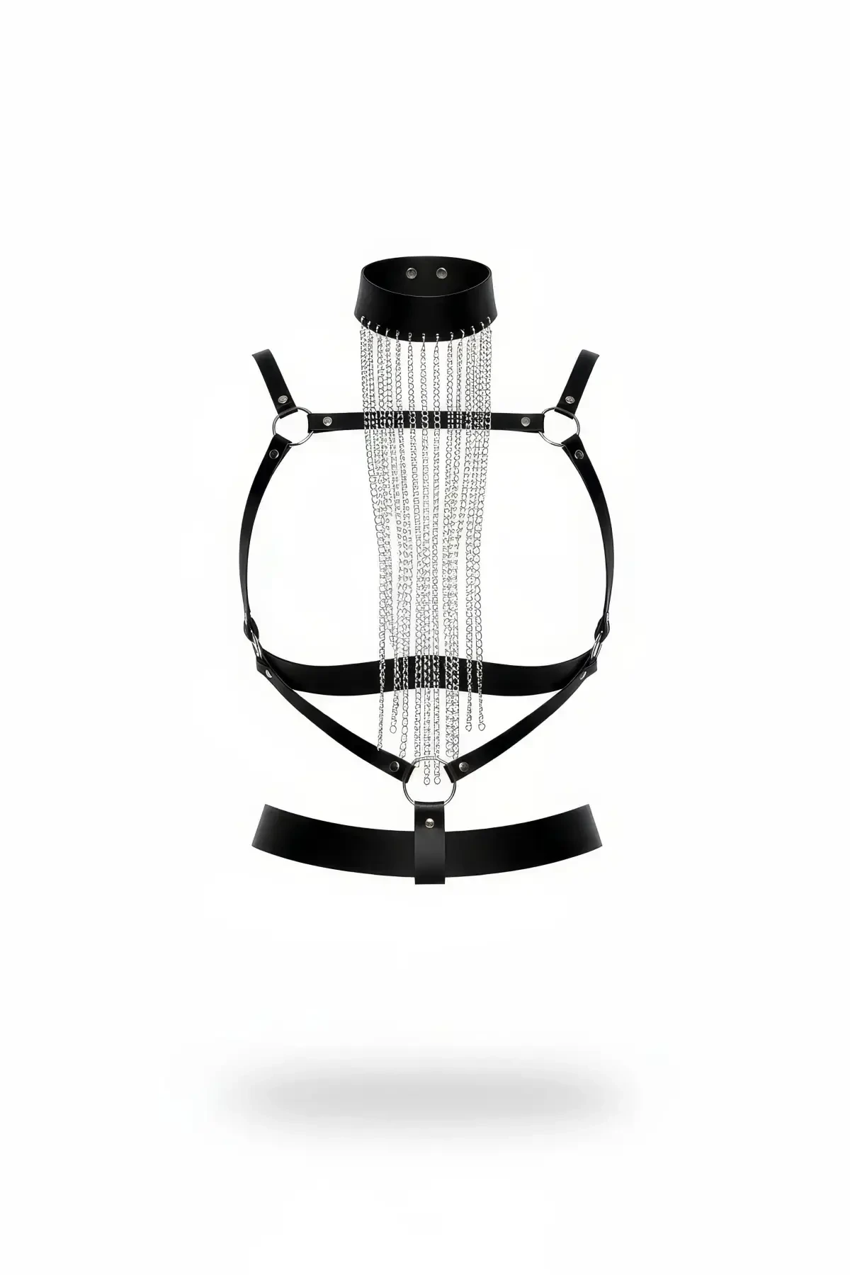 Siyah Kadın Kemer Zincir Püsküllü Yüksek Yaka Vücut Aksesuarı - APFT947