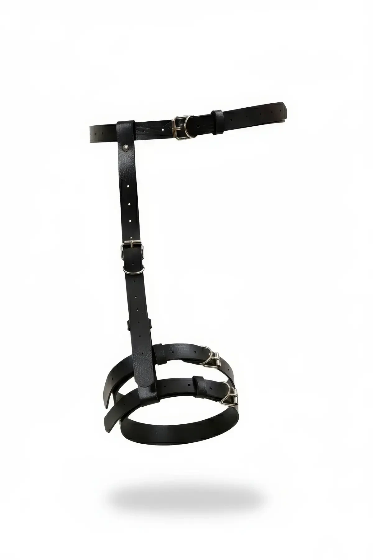 Black Garter Harness Leather Single Leg with Adjustable Buckle - APFT957